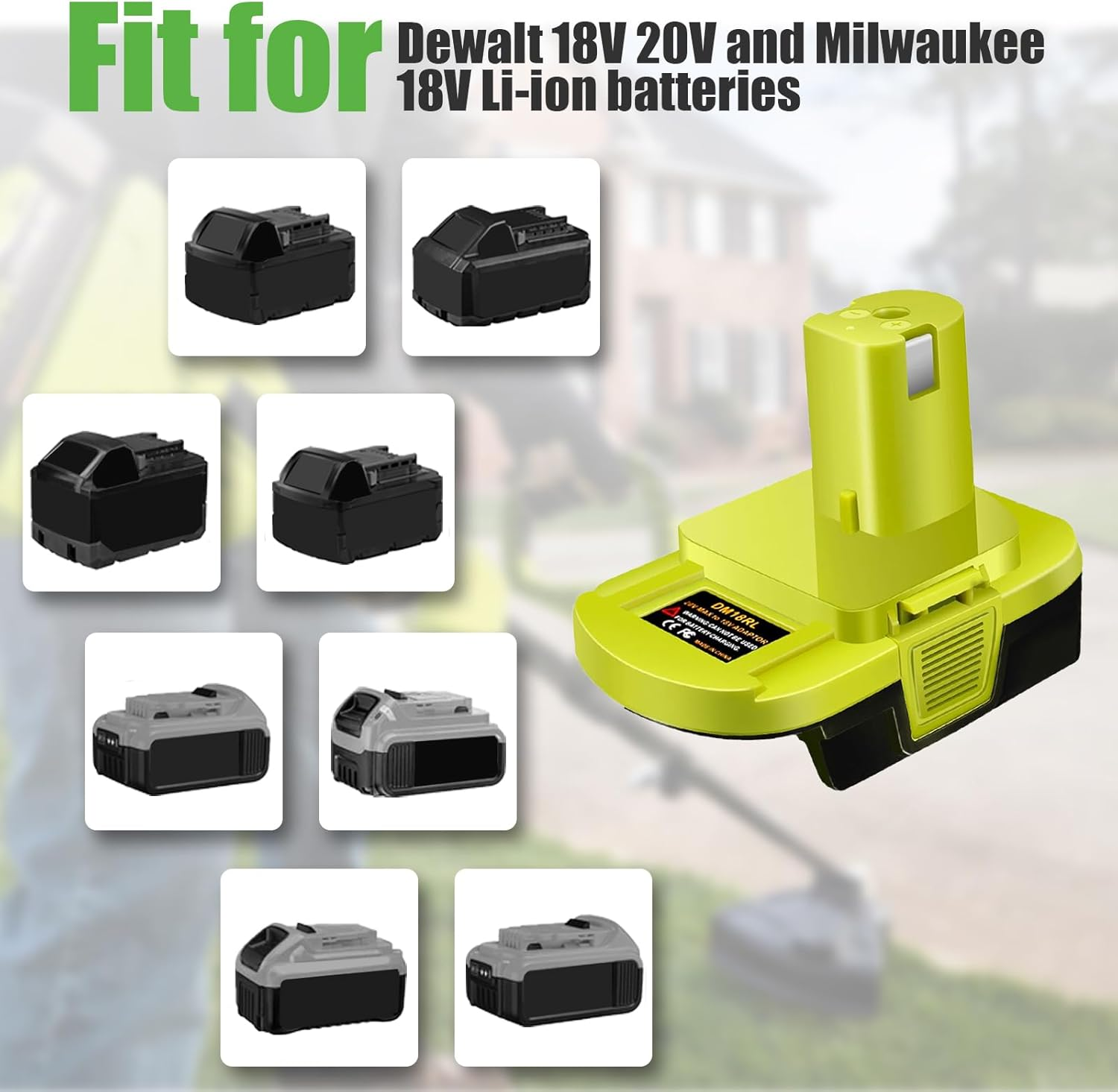 DM18RL Battery Adapter for Dewalt & for Milwaukee to for Ryobi Battery Adapter, Convert for Dewalt 20V Llithium Battery to for Ryobi Tool 18V P105 P107 P108 Battery with 5V 2.1A USB Charge image number 5