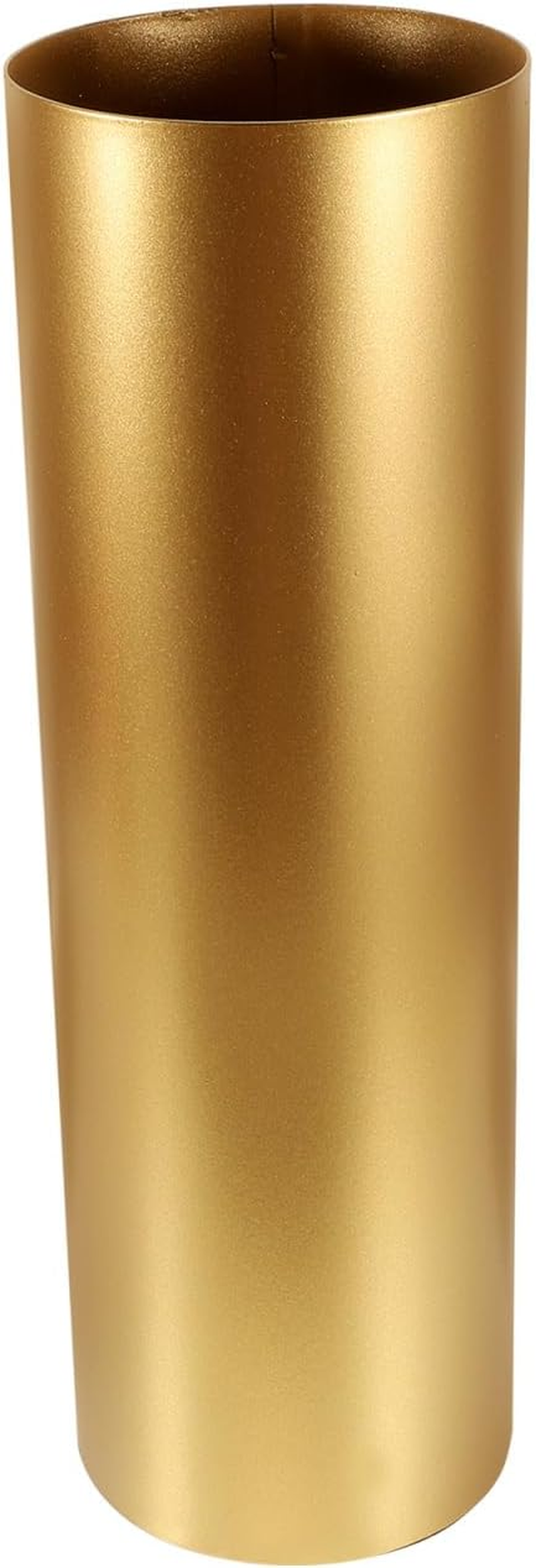 Holibanna Gold Cylindrical Vase - Tall Iron Flower Holder for Rustic Home Decor Perfect for Floral Arrangements and Centerpieces image number 1