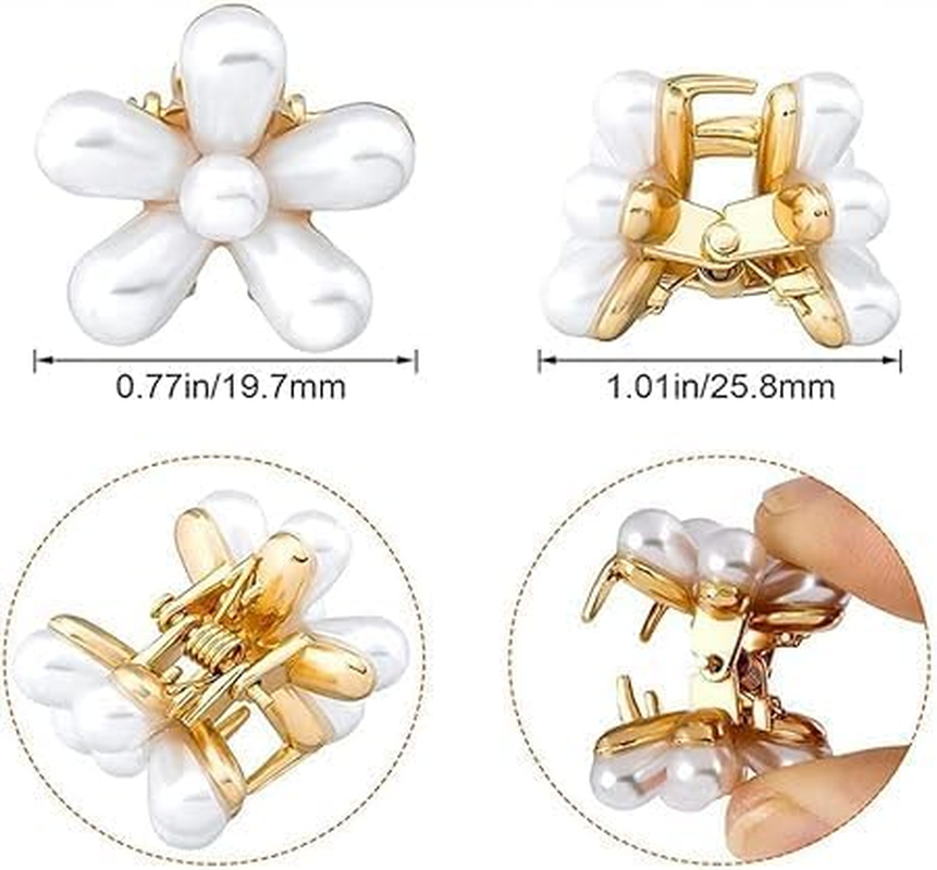Radhu&Kabby Pack of 12 | Pearly White | Nonslip Small Claw Clip for Women | Strong Hold Mini Hair Clips for Girls | Butterfly Clutchers | Hair Clamps | Barrettes image number 1