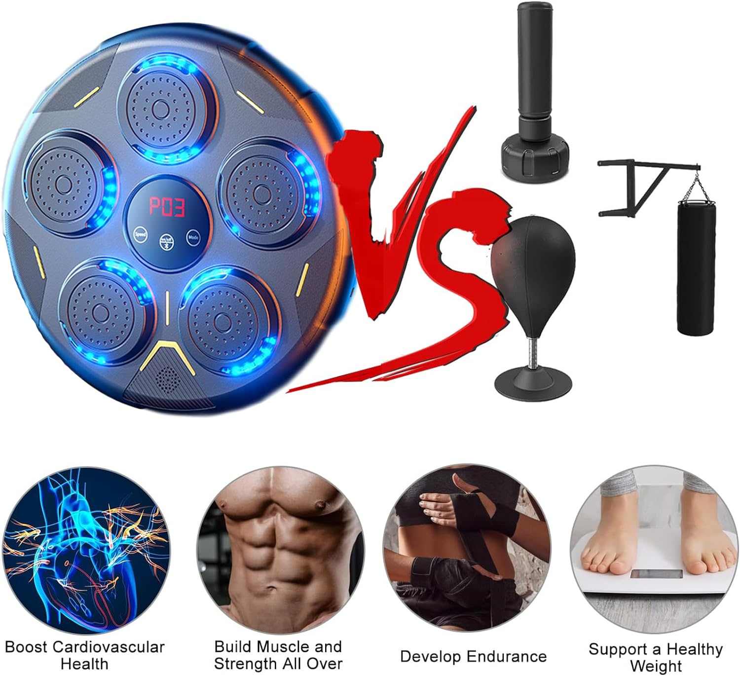Music Machine, Bluetooth Smart, Training Punching Equipment Wall Mounted with Glove, Focus Agility Training Digital Wall Target Punching Pads Suitable for Kid image number 3