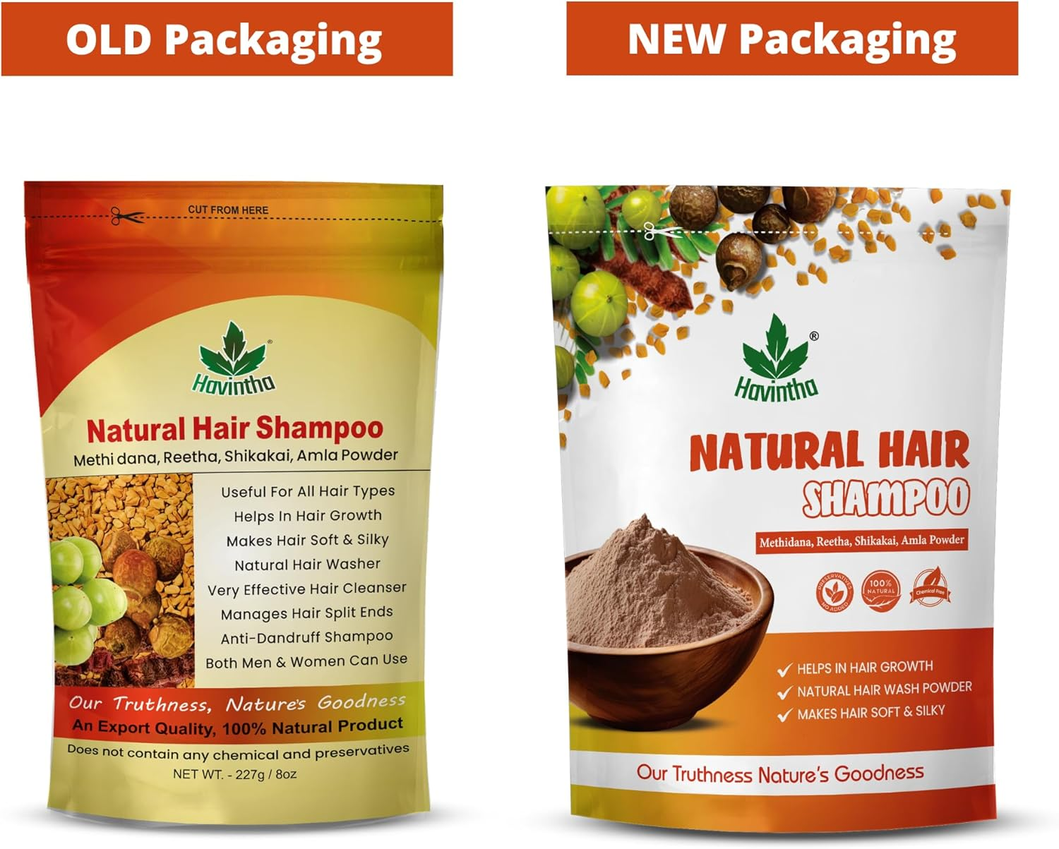 Havintha Natural Herbal Powder Shampoo for Hair - 4 Types Shampoo (Each 227 Gm) image number 3