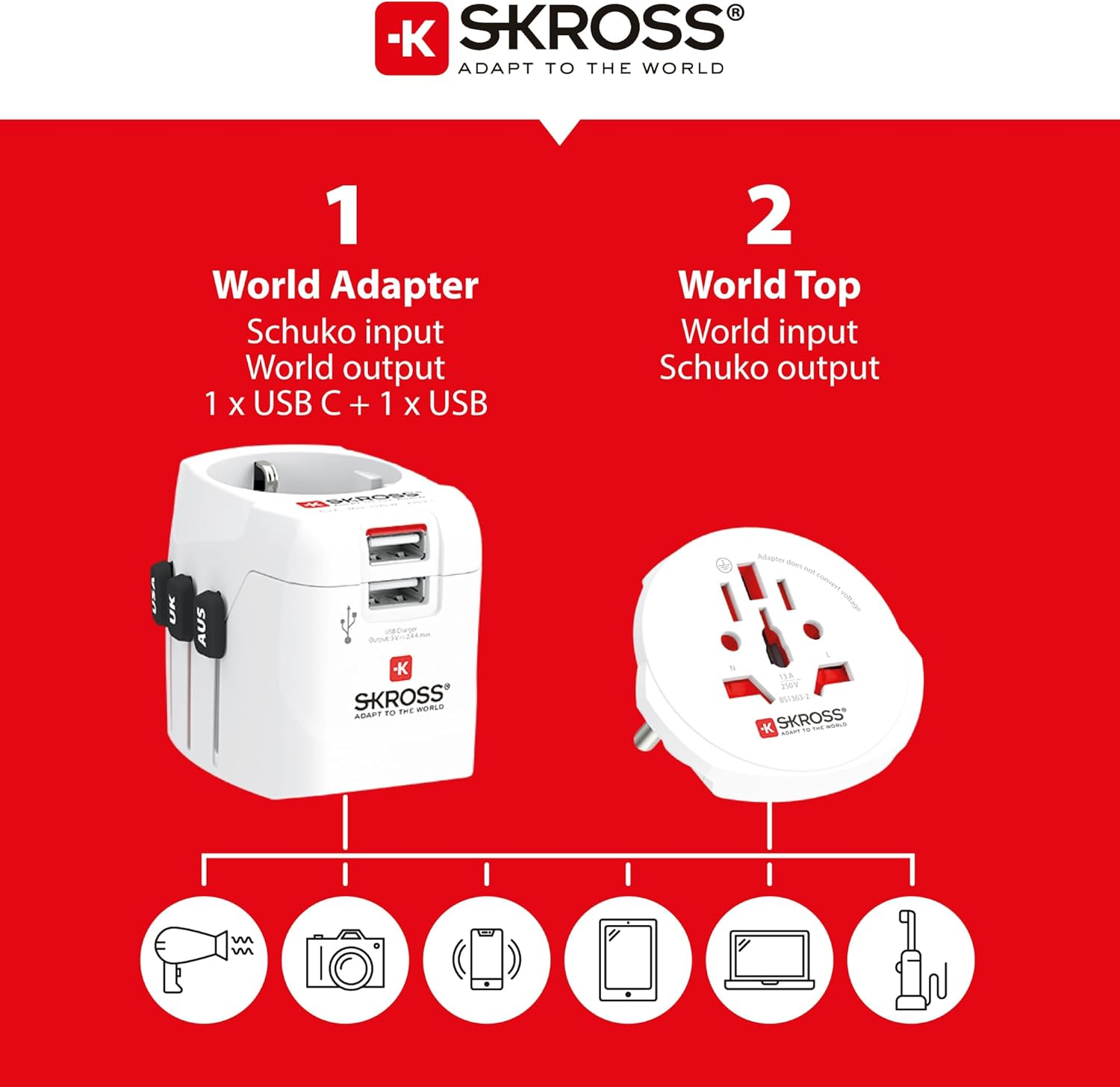 SKROSS Country Plug Pro Light USB World 2 X a White image number 2