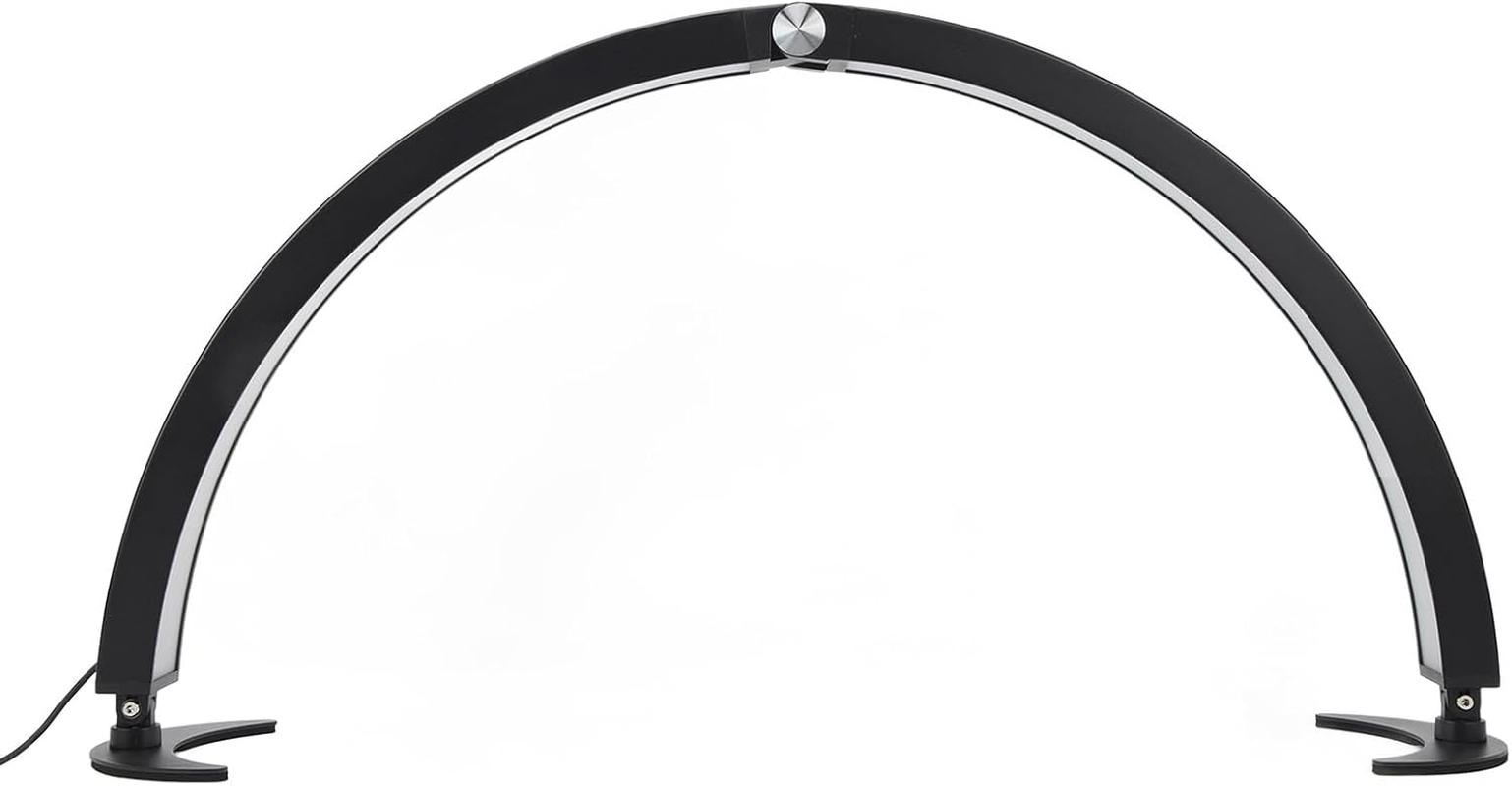Half Moon Desk Lamp for Nails Art, 3200K‑5600K Dimmable LED Half Moon Light with 28 Inch Lamp Head, 40W Fill Light with Remote Control for Beauty Lash Extension Tattoo (Black)