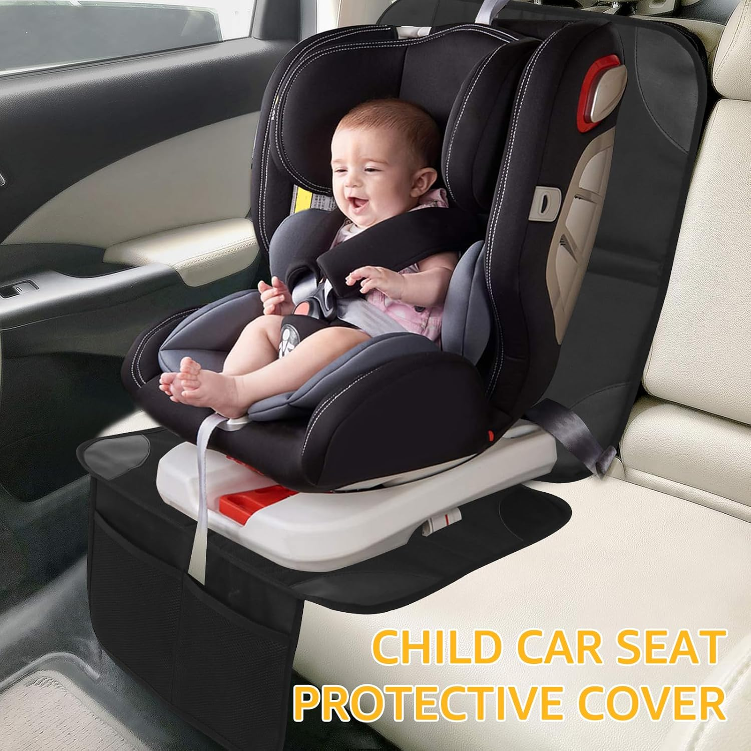 Fxvhojq Car Seat Protector Universal Seat Covers for Baby Car Seat Waterproof Child Car Seat Mat Non-Slip Car Seat Cover with Mesh Pockets Waterproof Seat Protectors for Vehicles Baby Pets image number 1