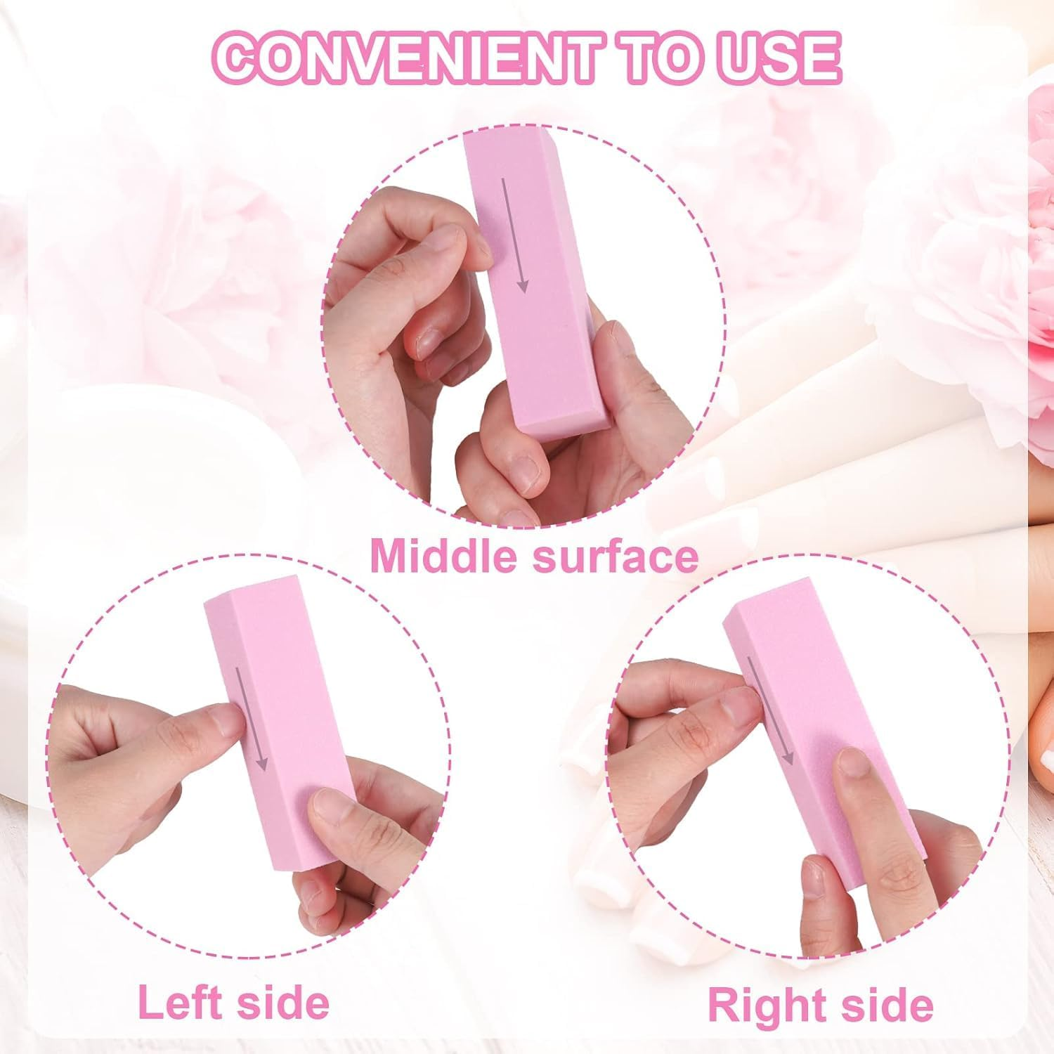 Professional 10 Pcs Nail Buffer Blocks - 120 Grit Nail Sanding Blocks for Natural & Acrylic Nails - Pink Manicure/Pedicure Tools for Salon & Home Gel Nails Care image number 6