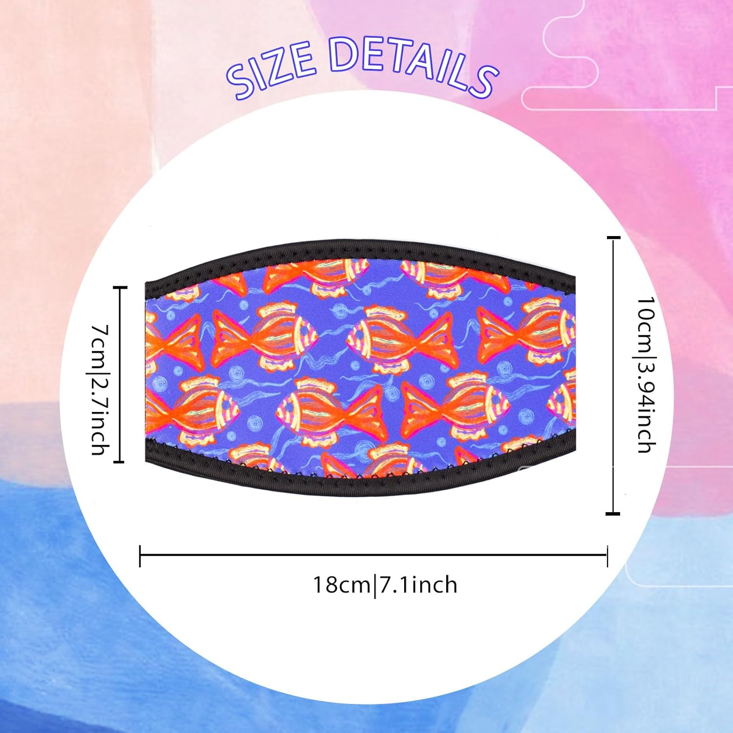 Diving Mask Slap Straps Cover Neoprene Creative Retro Swimming Goggles Glasses Strap Head Band Parts Accessories for Diving - Black Octopus image number 3