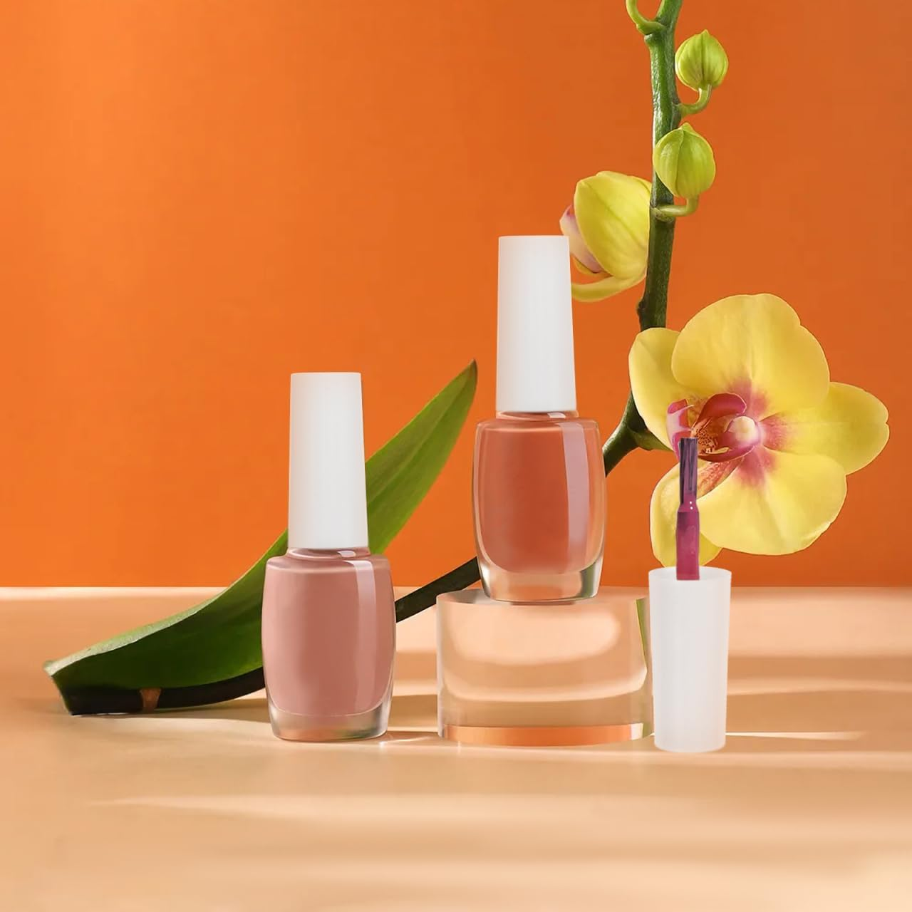 20Pcs Replacement Nail Polish Bottle Caps with Brush, Nail Salon Supplies, Gel Nail Polish Brushes, White Plastic, for Manicure and Pedicure, 10Ml Capacity - Black image number 5