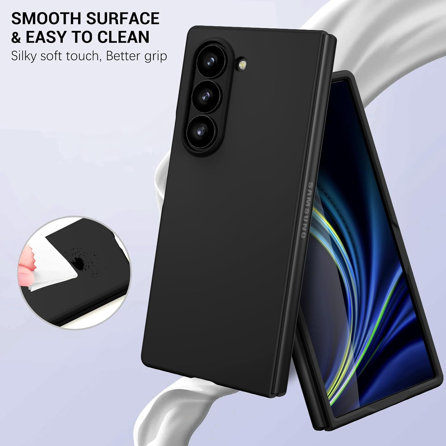 Gaobao Slim Fit Samsung Galaxy Z Fold 6 Case [Built-In Screen Protector] Soft Shockproof Full Body Protective Phone Case Covers for Samsung Galaxy Z Fold 6 (7.6 Inch), Black