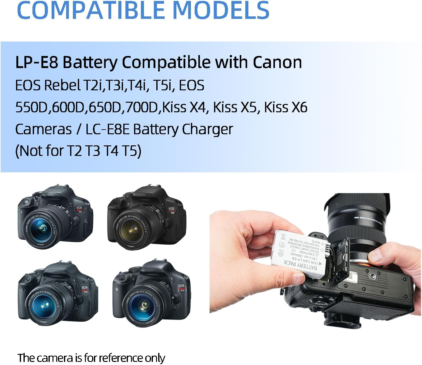 KWTOUL LP-E8 LC-E8E 1900Mah Li-Ion Batteries Compatible with Canon EOS Rebel T5I, T4I, T3I, T2I, EOS 550D, 600D, 650D, 700D, Kiss X4, Kiss X5, Kiss X6 Cameras image number 2