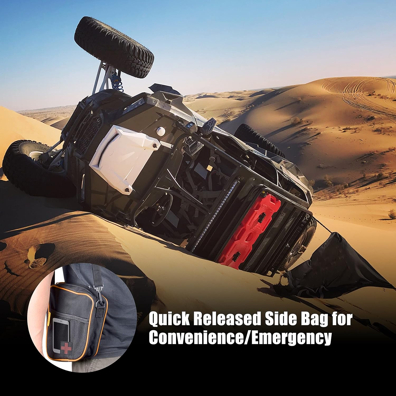 Goldfire RZR XP 1000 Accessories, RZR Door Bags Sxs Storage Bag Set W/Knee Pad for 2014-2020 Polaris RZR XP Turbo Turbo S 1000 S900(Orange Piping) image number 5