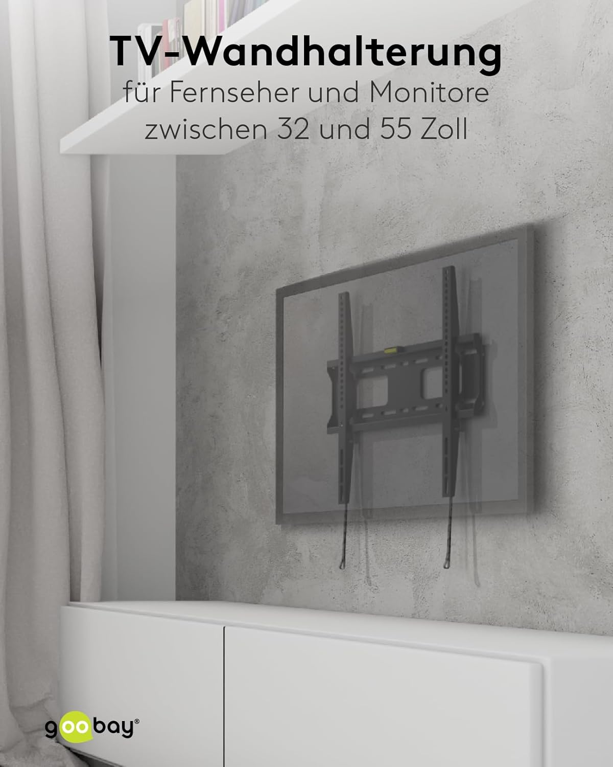 Goobay Pro Fix Wall Mount for TV Size 32-55, Black, Medium image number 3