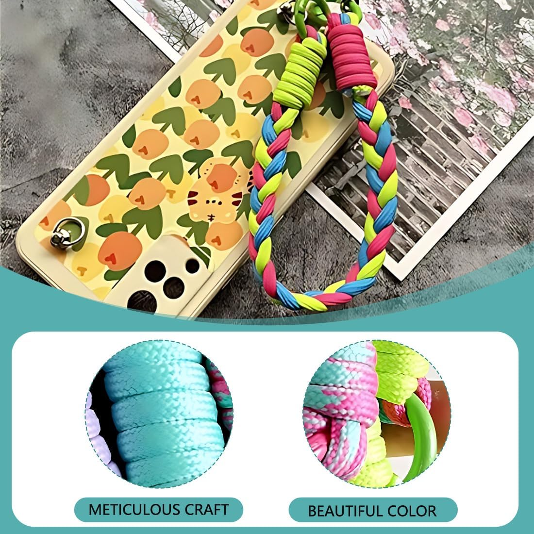 Pack of 2 Universal Mobile Phone Chains Suitable for All Smartphones, Chain for Hanging around Neck and Wrist, Pad with Cord, Smartphone Chain for on the Go, Mobile Phone Strap Universal image number 2