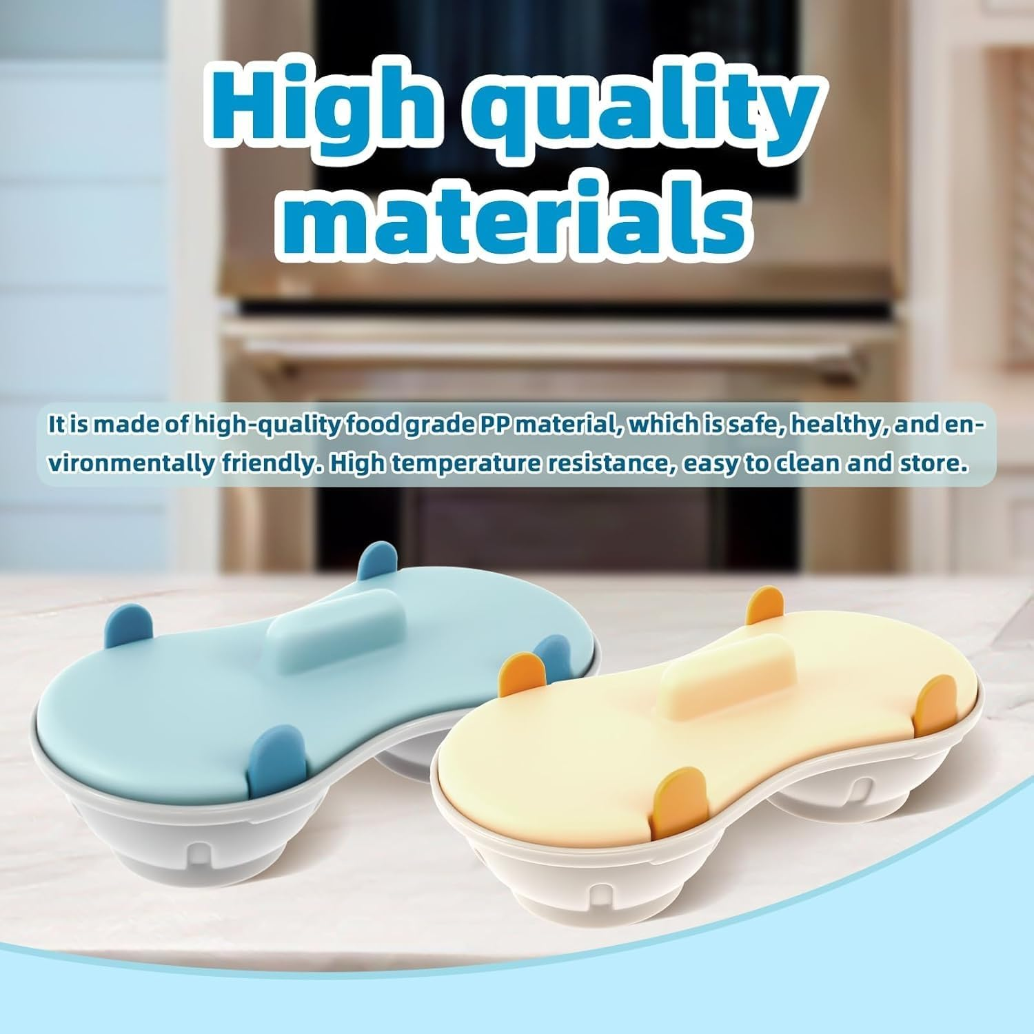 Egg Poacher Microwavable, Microwave Egg Cooker, Breakfast Double Row Egg Cooker, Heat Resistant Egg Maker Poached Egg Steamer Kitchen Gadget (Orange+Blue) image number 4