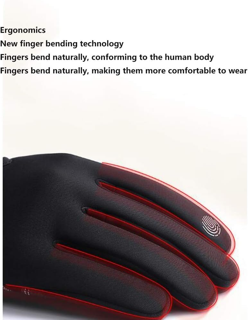 Winter Riding Thermal Gloves,Windproof Running Gloves,Men Winter Sports Touch Screen Warm plus Velvet Outdoor Skid Cycling Motorcycle in Winter Windproof and Waterproof (Color : Red, Size : M-B) image number 3