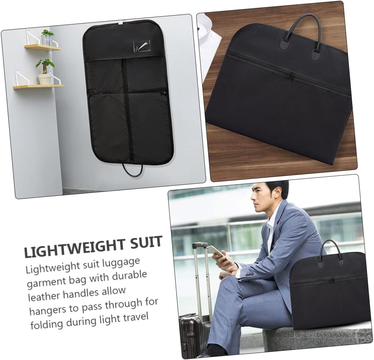 HOMOCONO Portable Suit Garment Bag Oxford Business Suit Bag Travel Cover Hanging Double Handles for Men Women