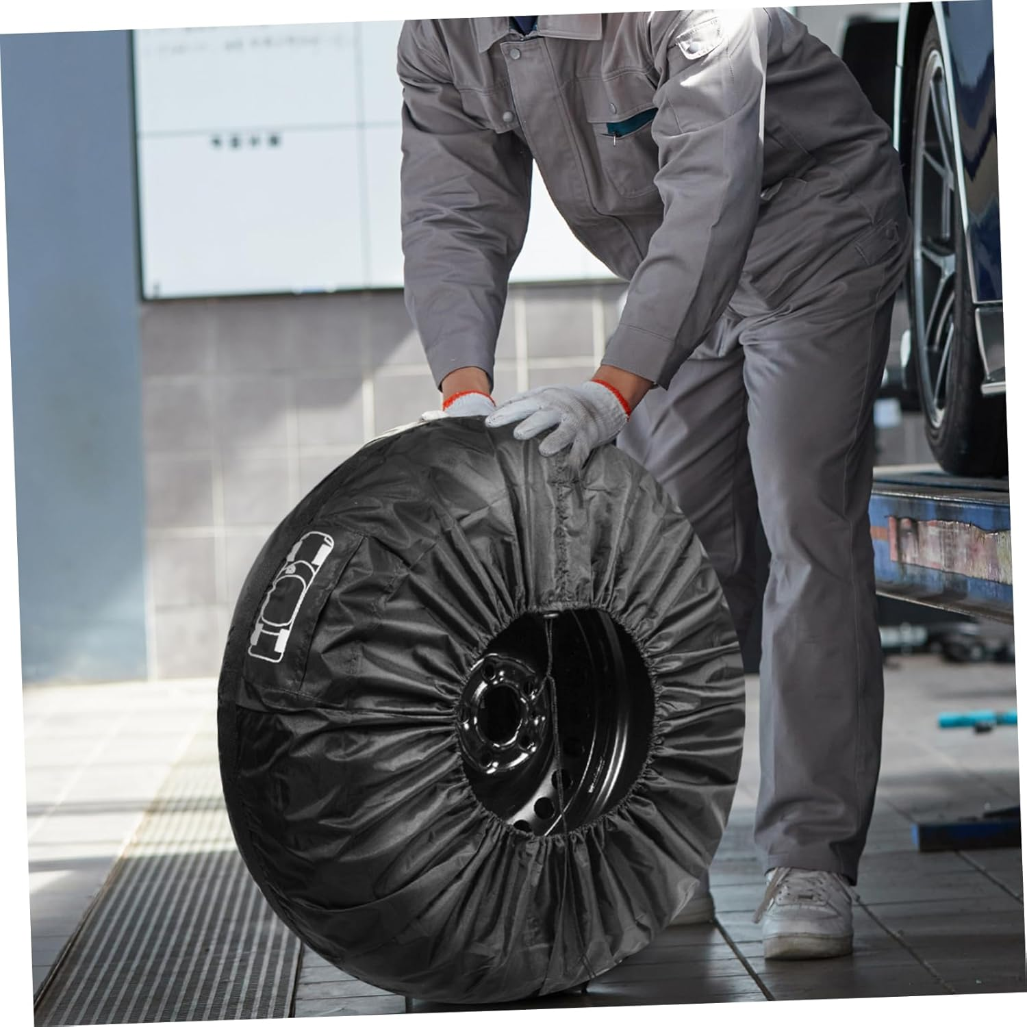 BELLIFFY 4Pcs Tire Covers for Car Spare Wheel Cover Tire Protectors Polyester Wide Compatibility image number 5