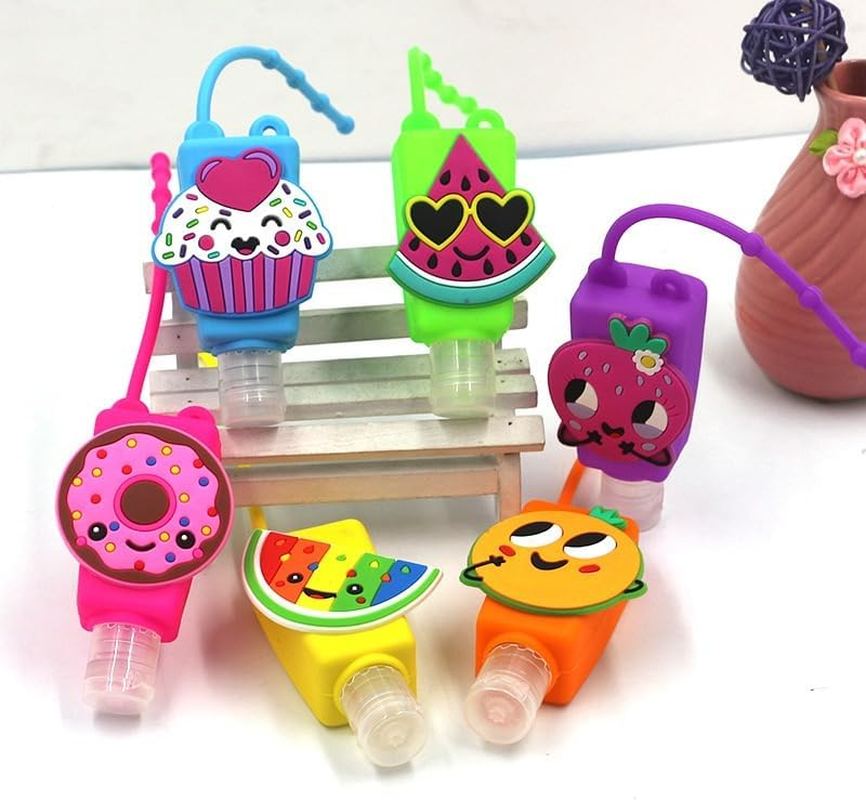 8 Piece Set of Empty Mix Kids Hand Sanitizer Travel Holder Keychain, Cute Mini Bottles for Girl, Boy, Baby Women,School,Backpack 30Ml Bulk image number 3