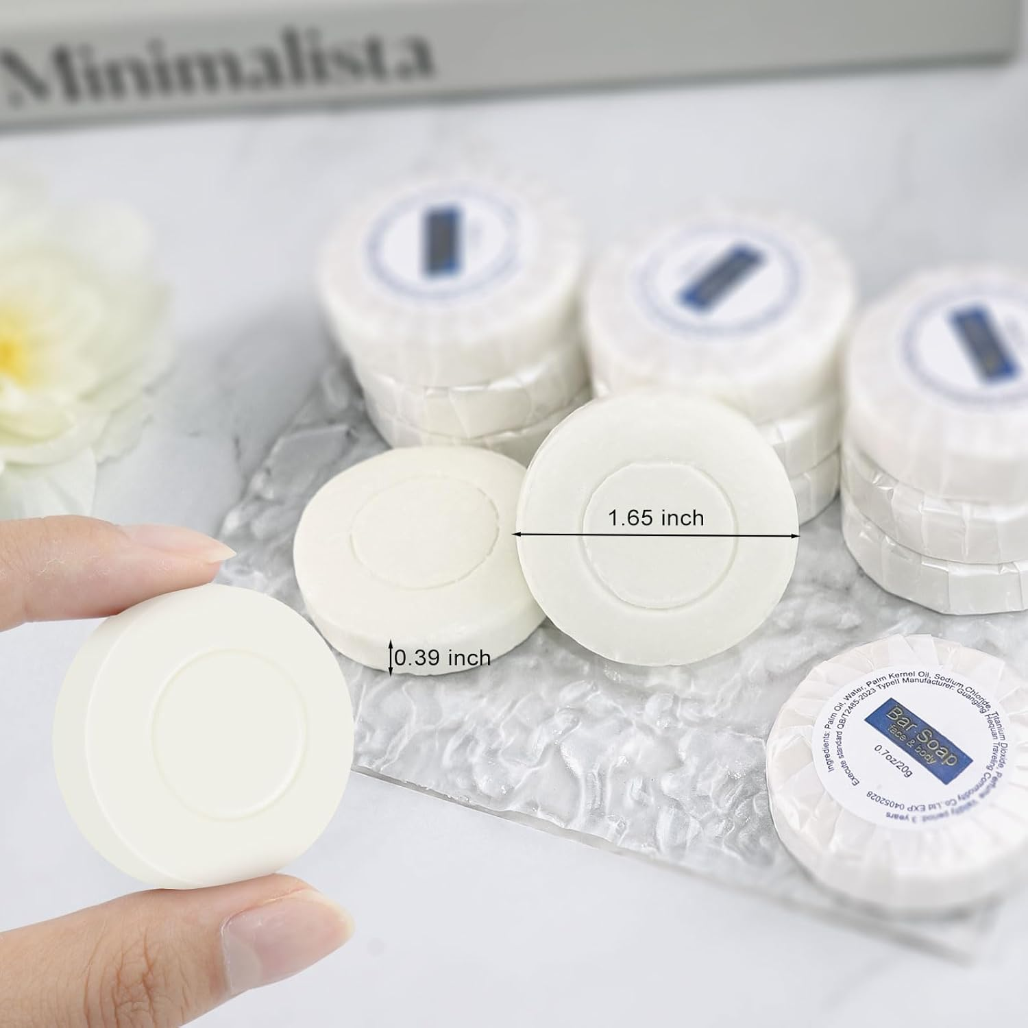 Slequipo Mini Soap Bars Bulk Individually Wrapped round Bulk Bar Soap 0.7Oz Travel Soap Small Hotel Soaps Toiletries for Hotel Bathroom Camp RV (50)