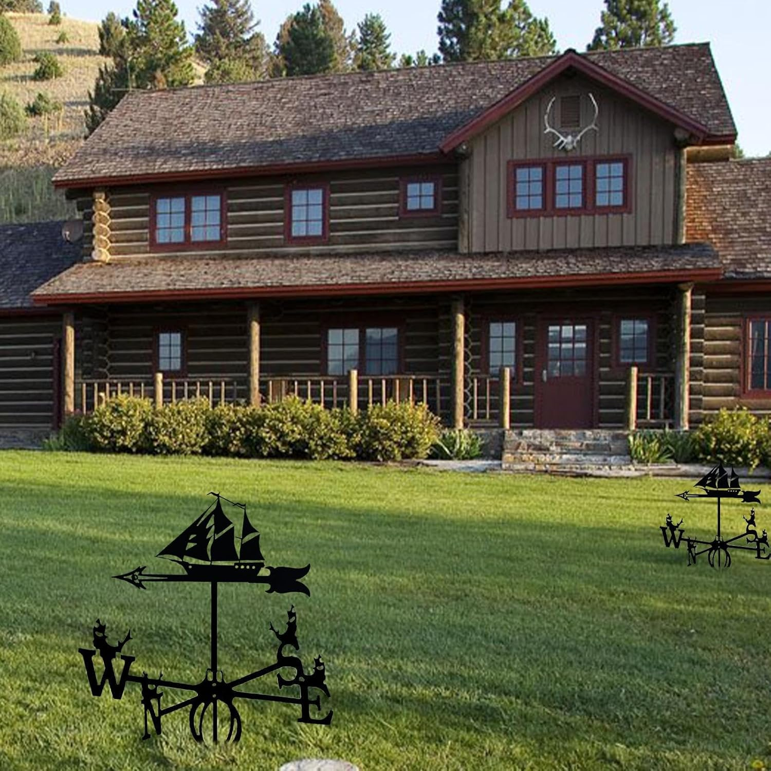 Weathervane for Roof, Retro Iron Weathervanes Ornament, Bee Fighter Decorative Wind Vane, Cool Weathercock Ornament for Outdoor Farm Yard image number 2