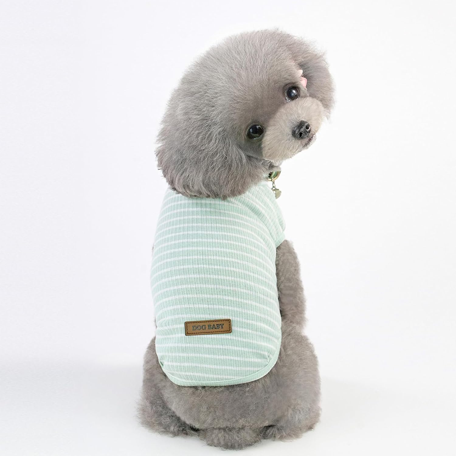 Dog Shirts, 2 PCS Pet Cat Clothes for Puppy, Small Dogs Cats Vest Spring Summer Cool Sweat Shirt Striped Cute Light Clothing Stretchy Soft Breathable Pets Apparel (Pink & Green, L) image number 5