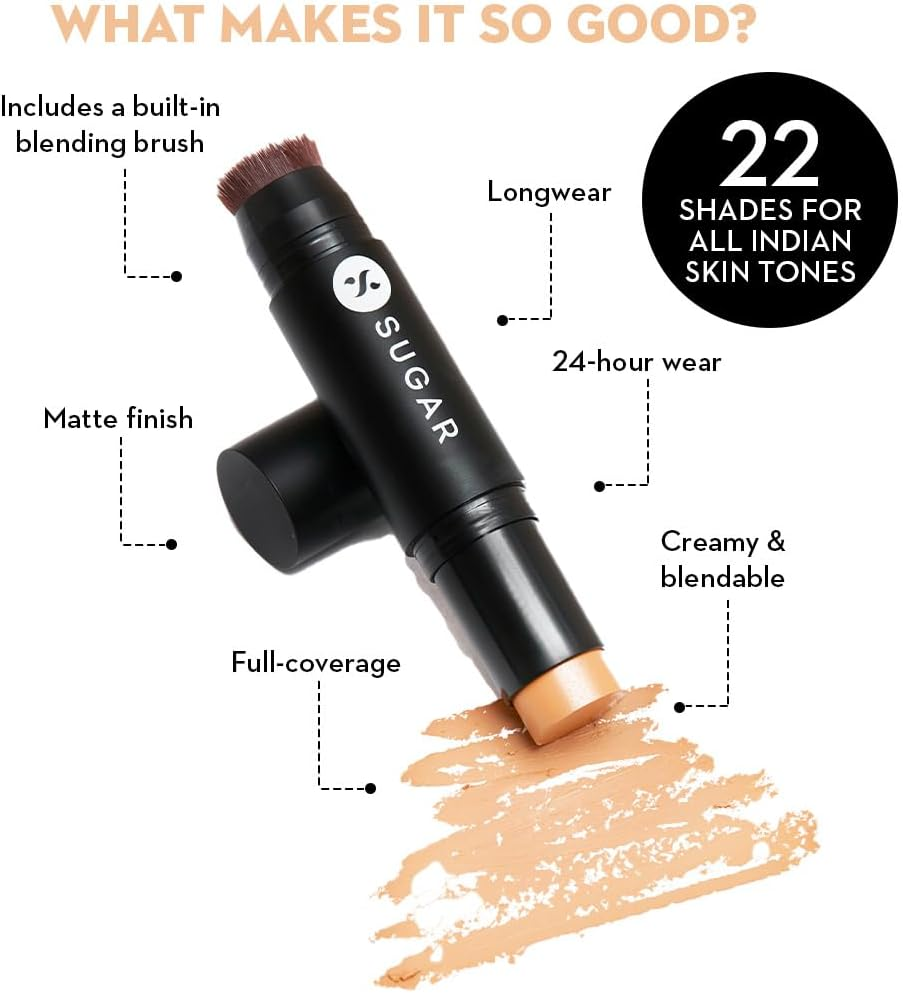 SUGAR Cosmetics Ace of Face Foundation Stick 03 Chococcino (Medium), 12 G image number 5