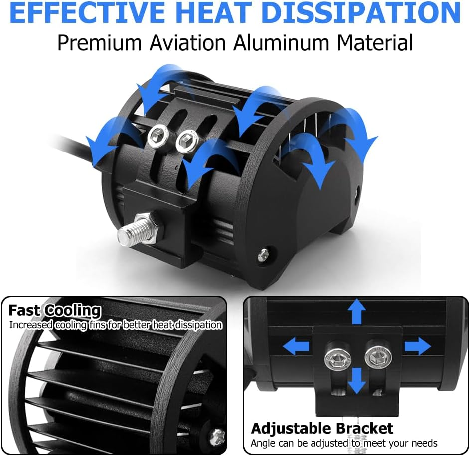 Winpower 4 Inch LED Pods, 120W 1200LM 12V Flood Spot Combo Beam Pods Lights off Road Light Bar Fog Lights Driving Work Light for Truck Pickup ATV UTV SUV Trailer Boat, Yellow image number 6