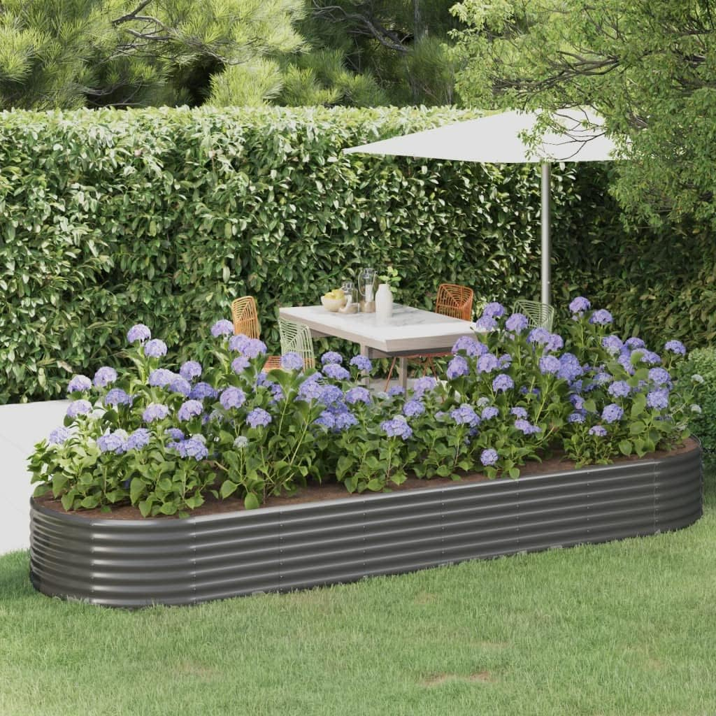 Round Shape Garden Raised Bed Powder-Coated Steel 100X100X36 Cm Anthracite image number 5