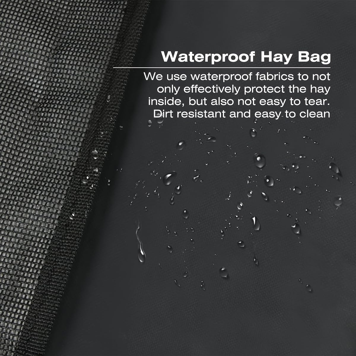 AIMALL Horse Hay Feeder Bag Large Triangle Feeding Bag with Nylon Mesh Oxford Cloth for Stable and Equestrian Use Black 33.46X25.59X21.65In Adjustable Strap image number 4