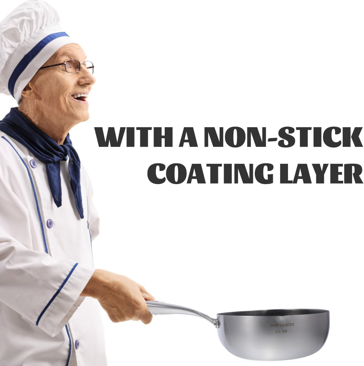 Kichvoe Wok Pan Stainless Steel Wok 18CM Honeycomb Skillet Induction Cooking Fry, Stir-Fry Pans Flat Bottom Wok Gas Stove Cooking Pot for Kitchen Restaurant Home image number 6