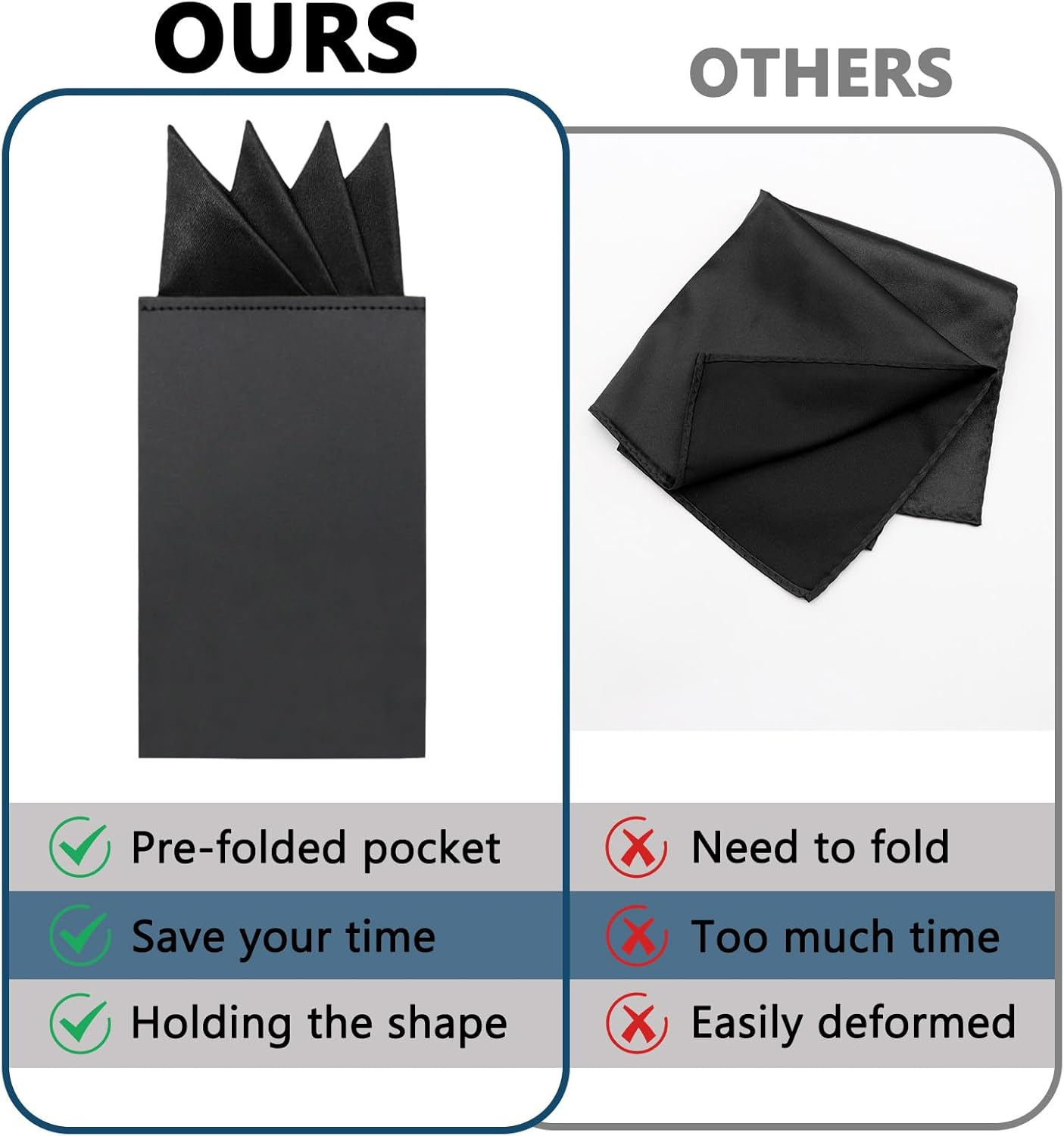 GHTIYLP Prefolded Pocket Squares for Men Solid Color Pre-Folded Mens Handkerchief Suit Pocket Square for Business Wedding - Red Mountain image number 2