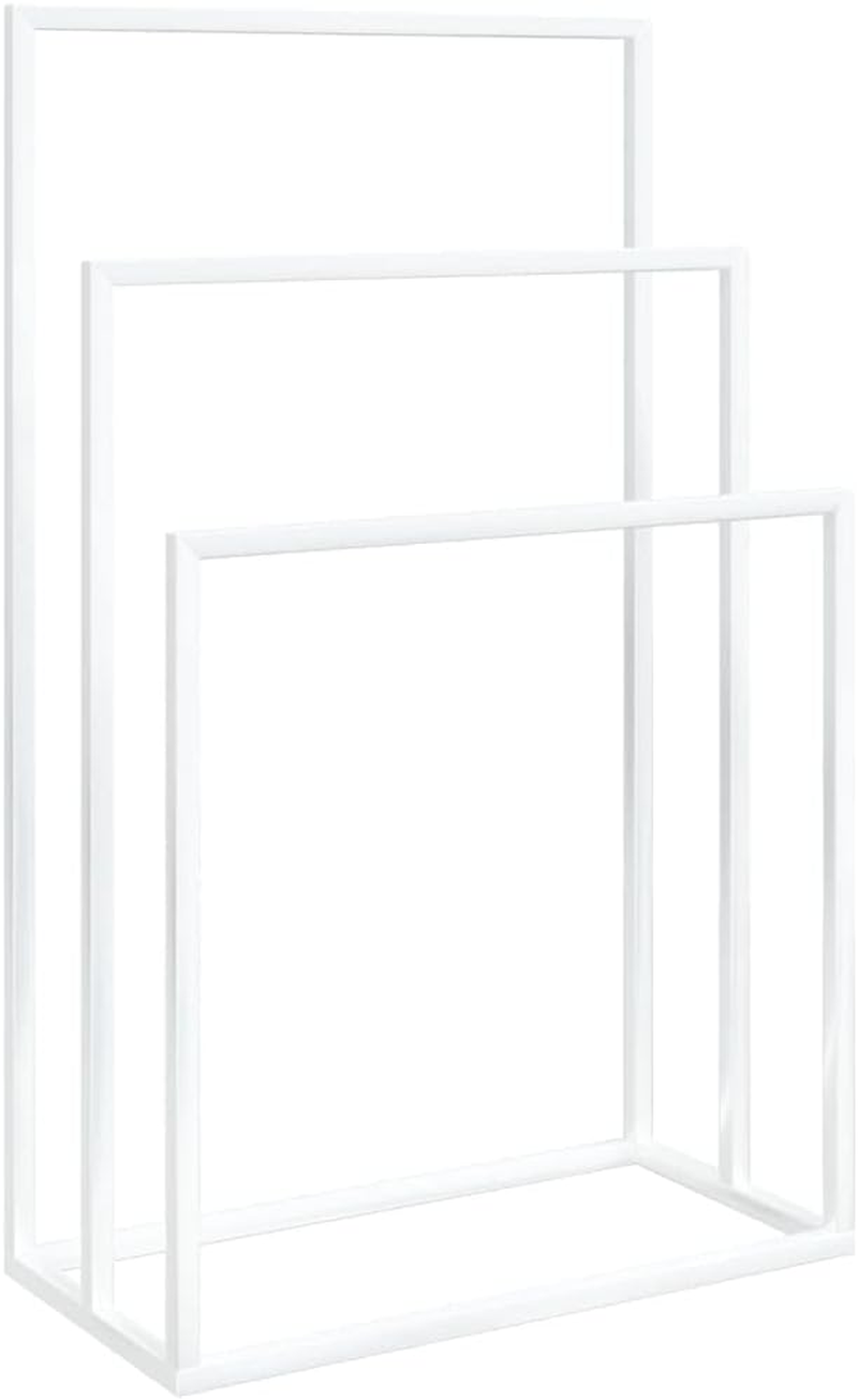 Vidaxl White Freestanding Towel Rack &ndash; Made of Robust Iron with 2-Tier Storage, Ideal for Bathroom Organisation and D&eacute;cor.