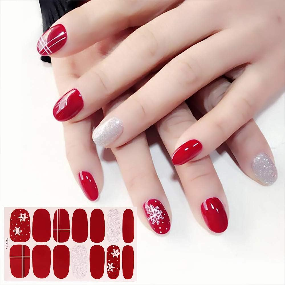 SILPECWEE 14 Sheets Christmas Adhesive Nail Polish Stickers Strips and 1Pc Nail File Holiday Nail Wraps Decals Manicure Accessories image number 1