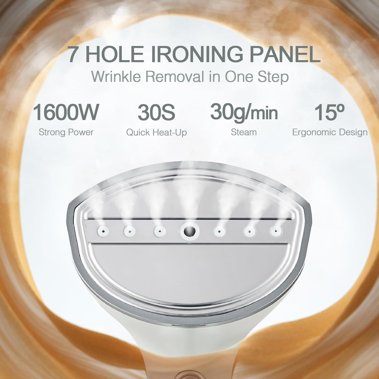 Handheld Garment Steamer Iron for Clothes, 1500W Fast Heat up Portable Travel Clothing Steamer Fabric Wrinkles Remover with 300Ml Water Tank for Curtain Bed, Strong Steam (White 2) image number 5