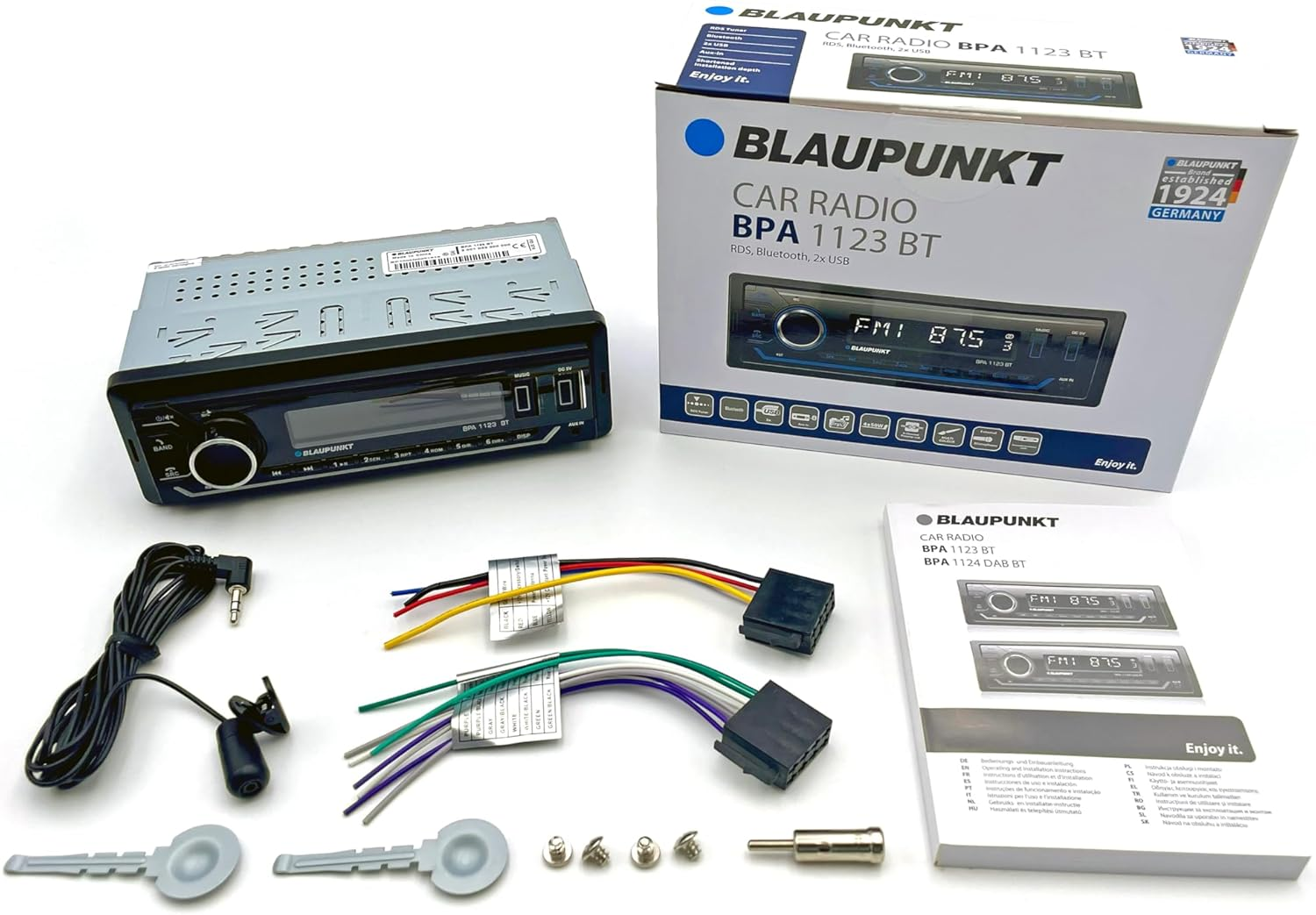 Blaupunkt BPA 1123 BT 1-DIN Car Radio, FM-RDS, Bluetooth, Hands-Free System, 2 X USB, Aux Input, Sub-Out, Multicoloured, 200 Watt image number 1