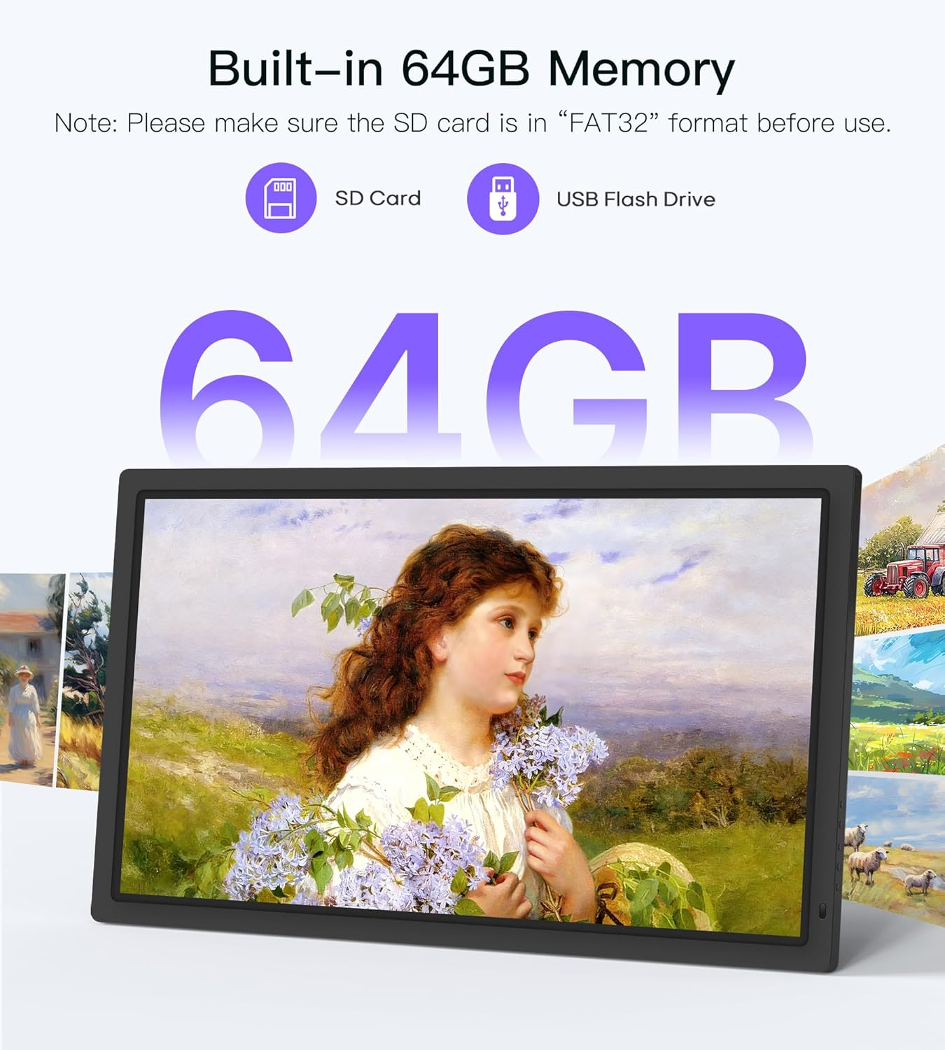 Uhale 32 Inch Extra Large Digital Picture Frame with 64GB, Remote Control, 1920 X 1080 FHD IPS Wifi Electronic Photo Frames, Support SD and USB, Share Moments Securely and Instantly, No Touch Screen image number 3