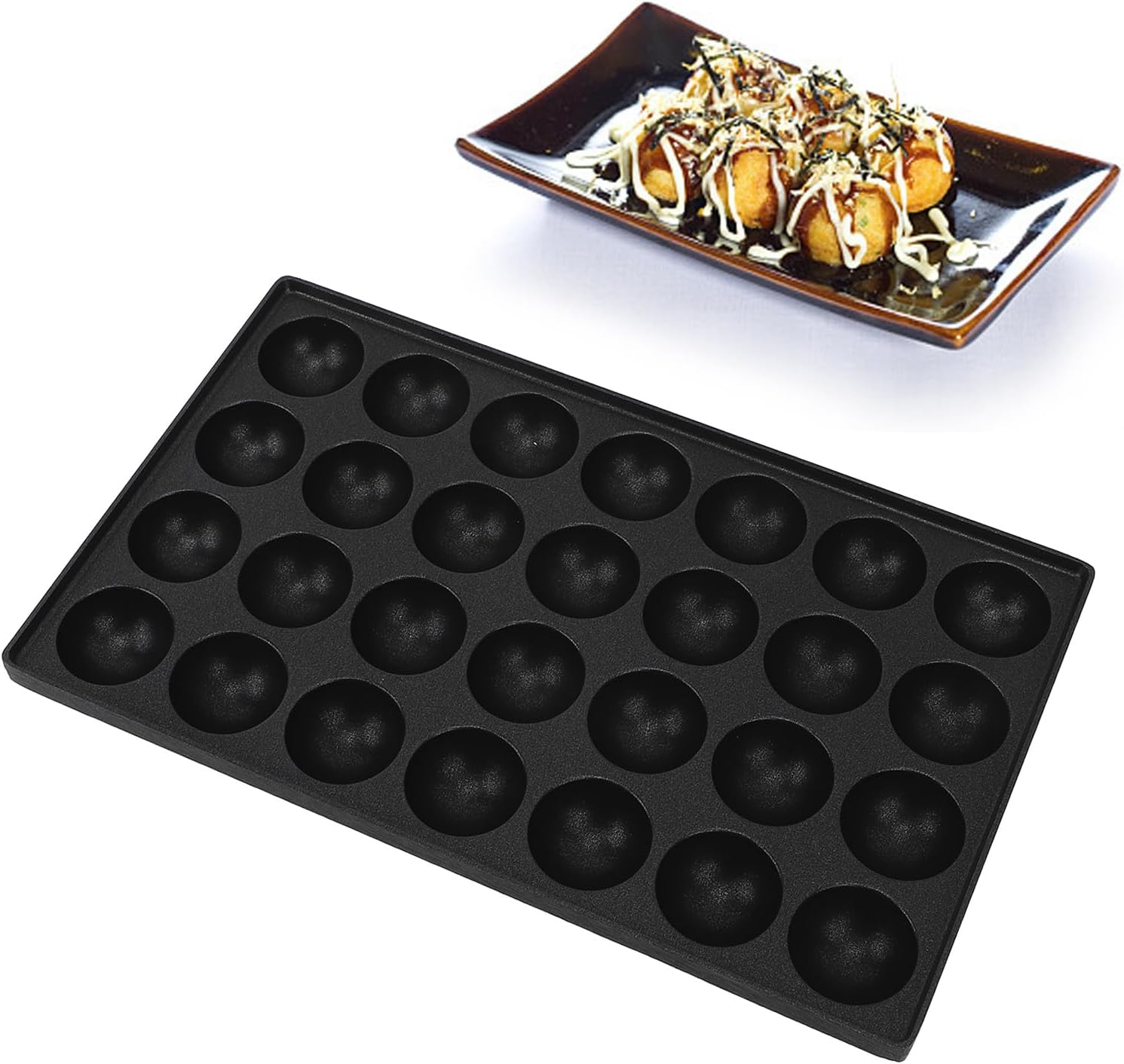 28 Hole Takoyaki Maker Pan, Aluminum Nonstick Coating, Versatile Cooking Pan for Takoyaki and Quail Egg, Convenient for Home, Kitchen image number 5