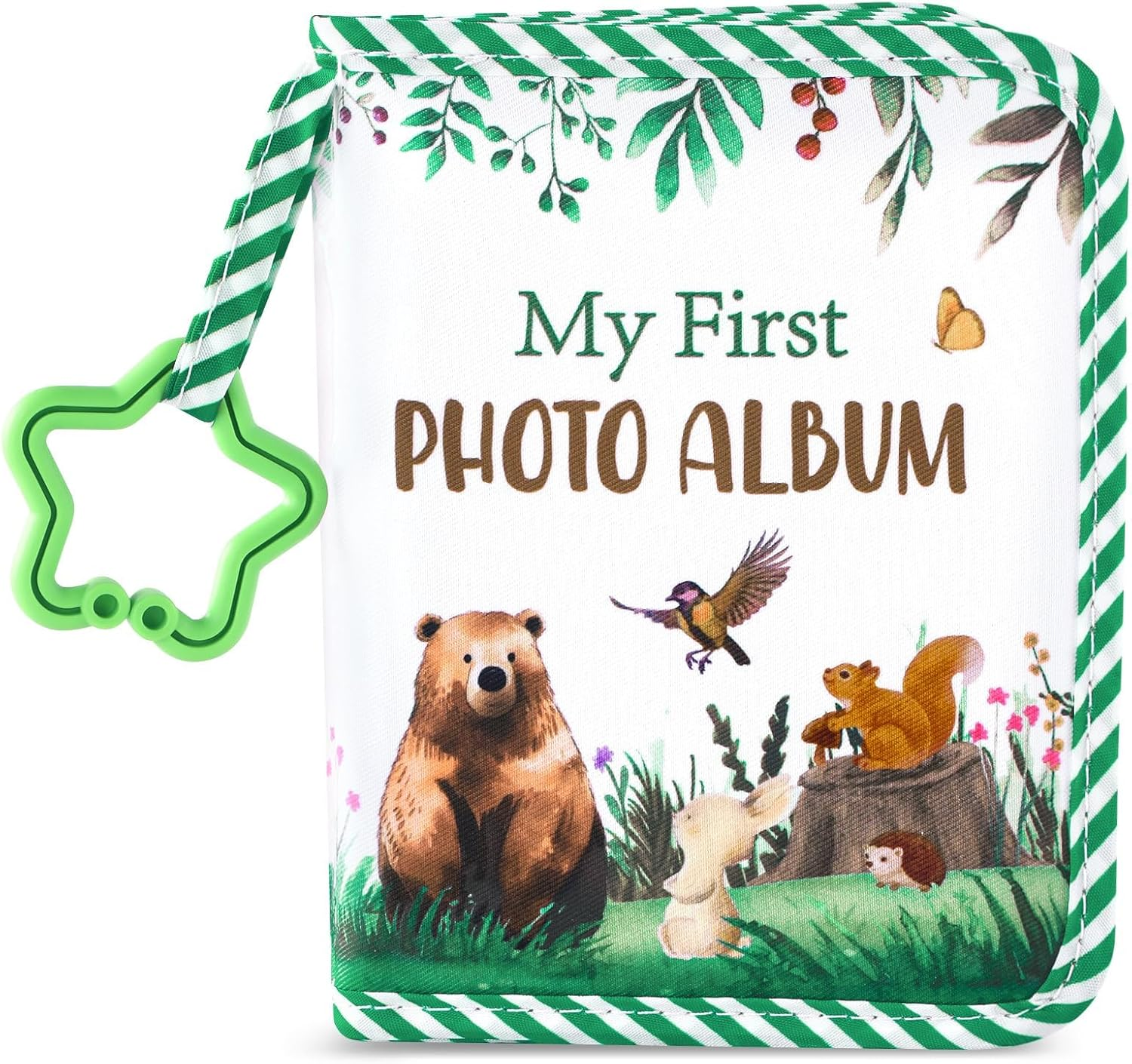 ZOIIWA Baby'S My First Family Album Soft Photo Cloth Book Greenery Bear My First Book of Photos Baby Memory Album Gift Holds 4X6 Pictures for Babies Newborn Toddler & Kids Girls Baby Shower image number 5