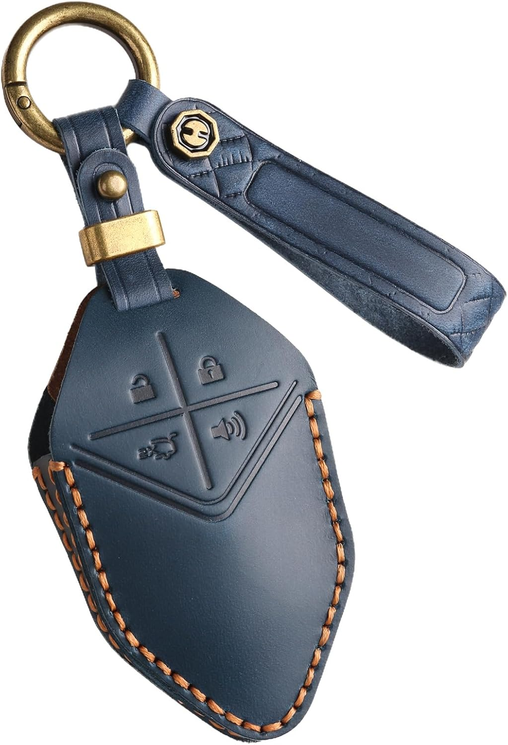 Ontto Cowhide Car Key Cover Fit for Changan Deepal S7 SL03 S07 G318 Unit UNIK CS35 plus CS55 plus CS75 Key Holder Leather Case Keyring Keychain Smart Shell Protector Accessories 4 Buttons Blue