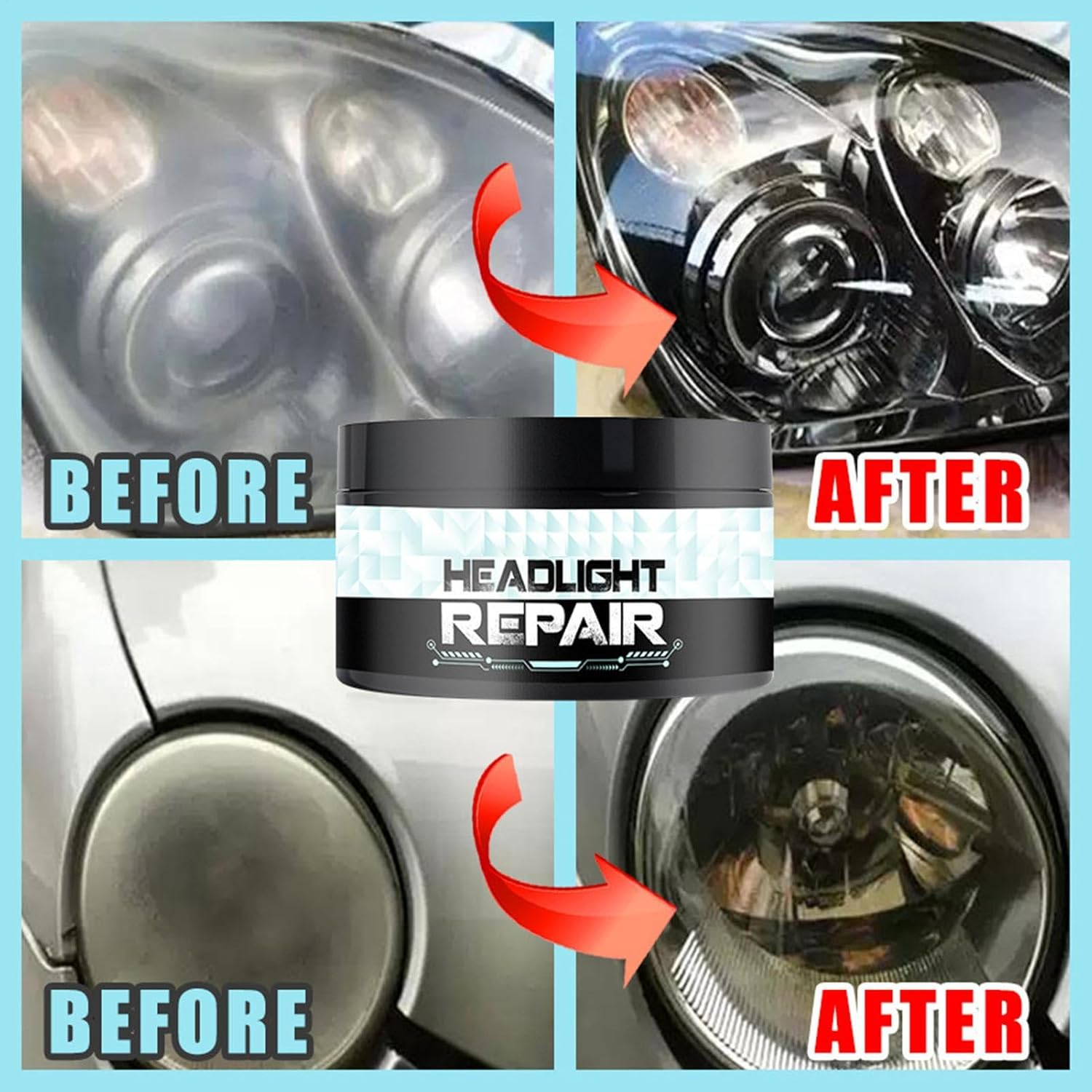 Car Headlight Cleaner | Headlight Cleaner Polish Restore Kit,Long-Lasting Cleaning Tools Yellow Remover for Recovery Maintenance Men Daily Care Night Driving image number 3