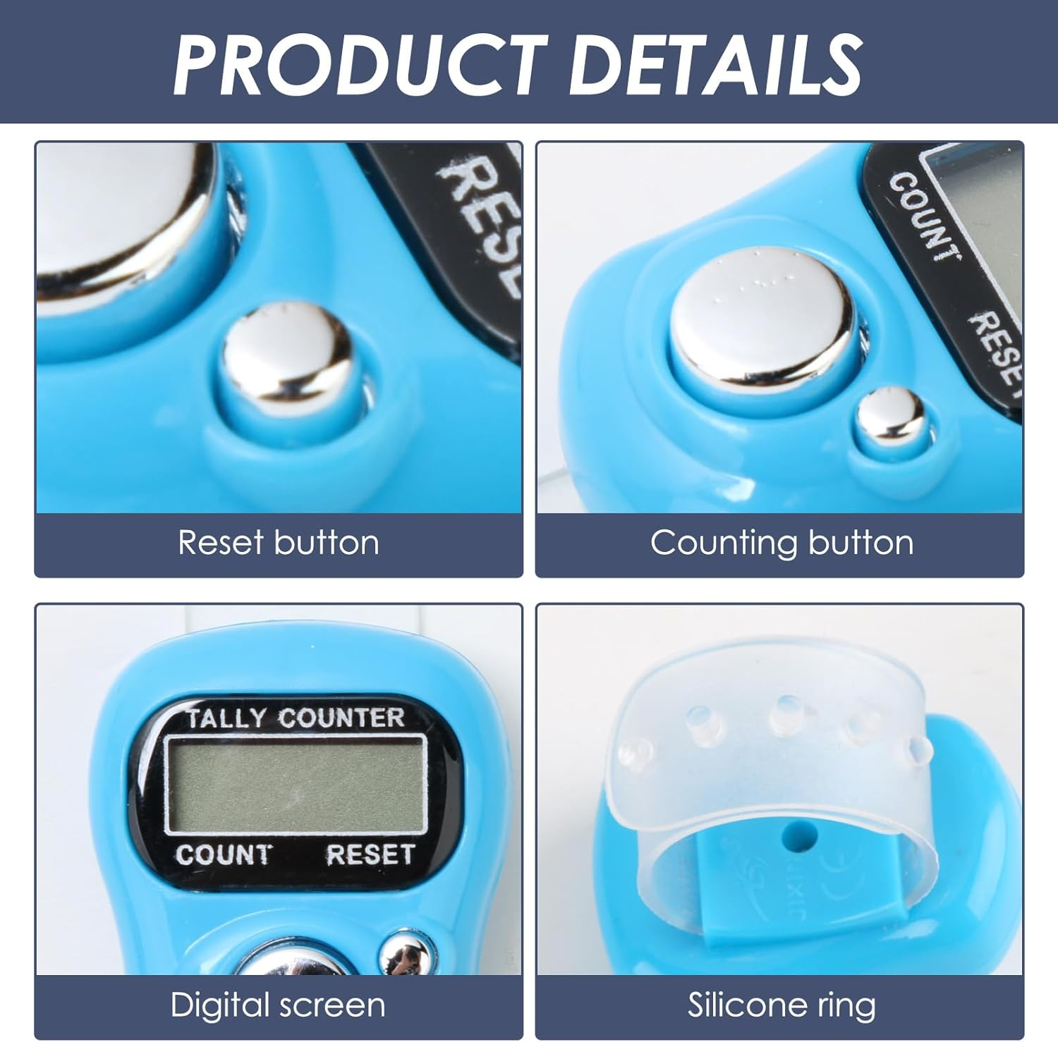 10 Pcs Electronic Finger Tally Counter Mini LCD Digital Display Handheld Pitch Clicker, Resettable Finger Hand Tally Tasbeeh Counter for Golf Coaching Knitting, Lap, Fishing Row Baseball Easy to Carry