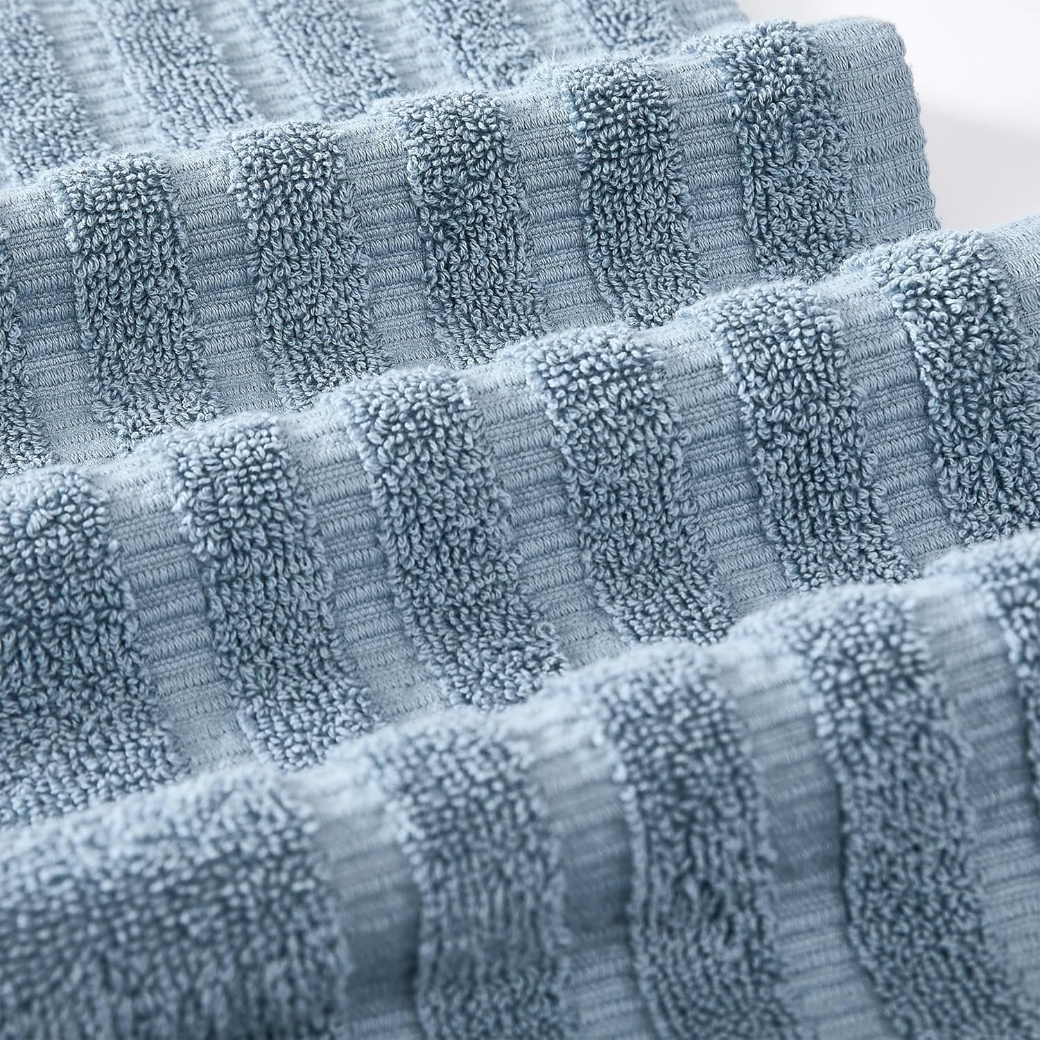 Amrapur Overseas 6-Piece Yarn Dyed Organic Vines Jacquard/Solid Ultra Soft 500GSM 100% Combed Cotton Towel Set [Blue] - Aqua image number 6