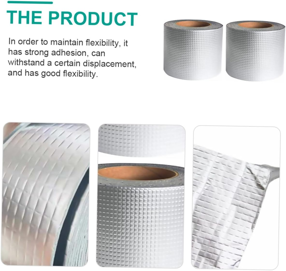 ULTECHNOVO 2Pcs Self-Adhesive Butyl Waterproof Aluminum Foil Seal Tape 5Cm X 3M Strong Roof Leak Repair Tape for Pipeline and Insulating Duct Sealing image number 4