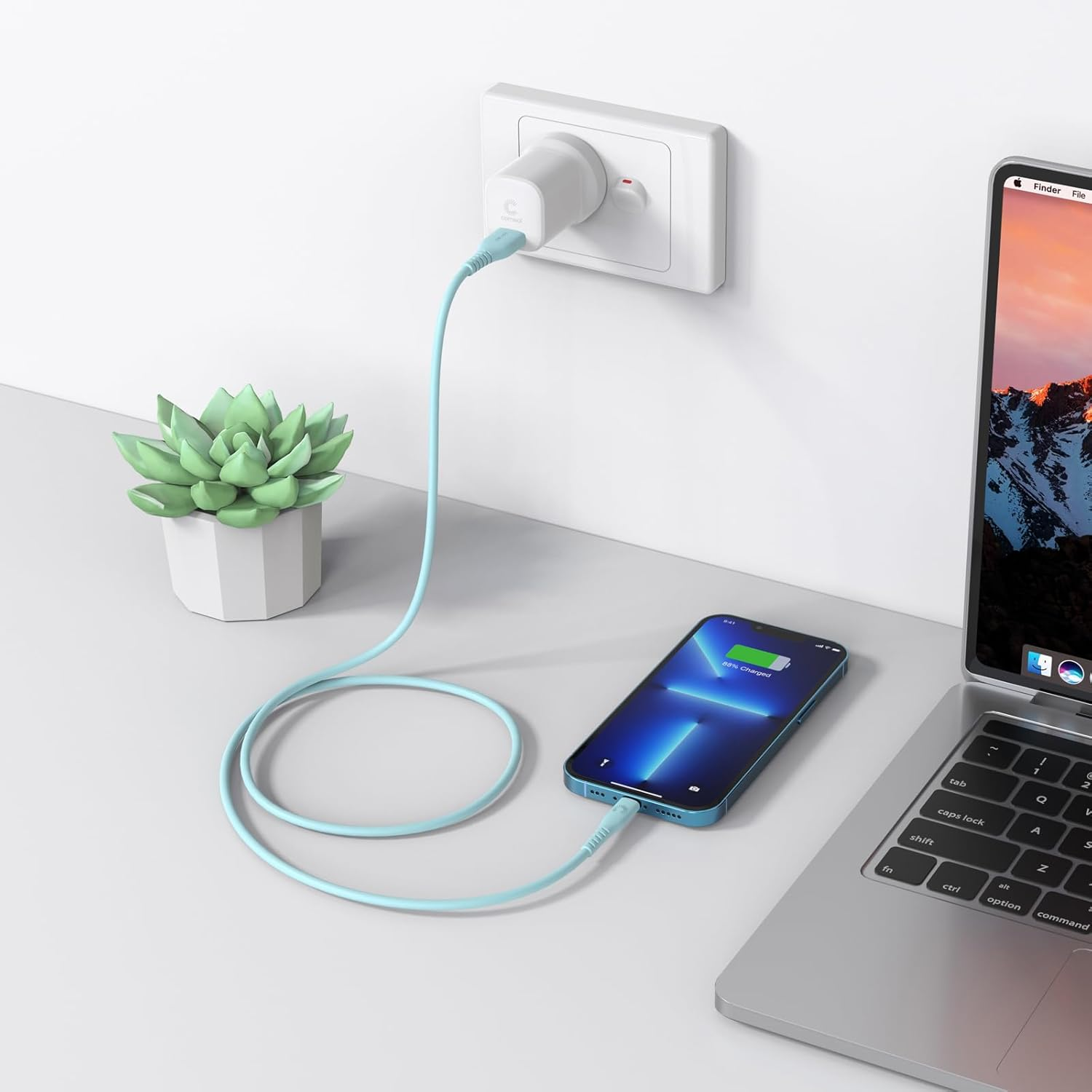 Comsol Super Soft USB-A to Lightning Cable 1.2M Green [Mfi Certified] Compatible with Iphone 14/13/12/11/X/8/7/ 6/5 Ipad Pro/Ipad/Ipad Air Tangle Free image number 2