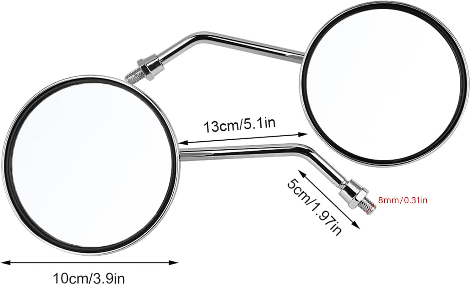 Adjustable Large round Motorcycle Rearview Mirrors for Clear Rear Side Vision, Practical and Convenient Installation, Universal Fit image number 4