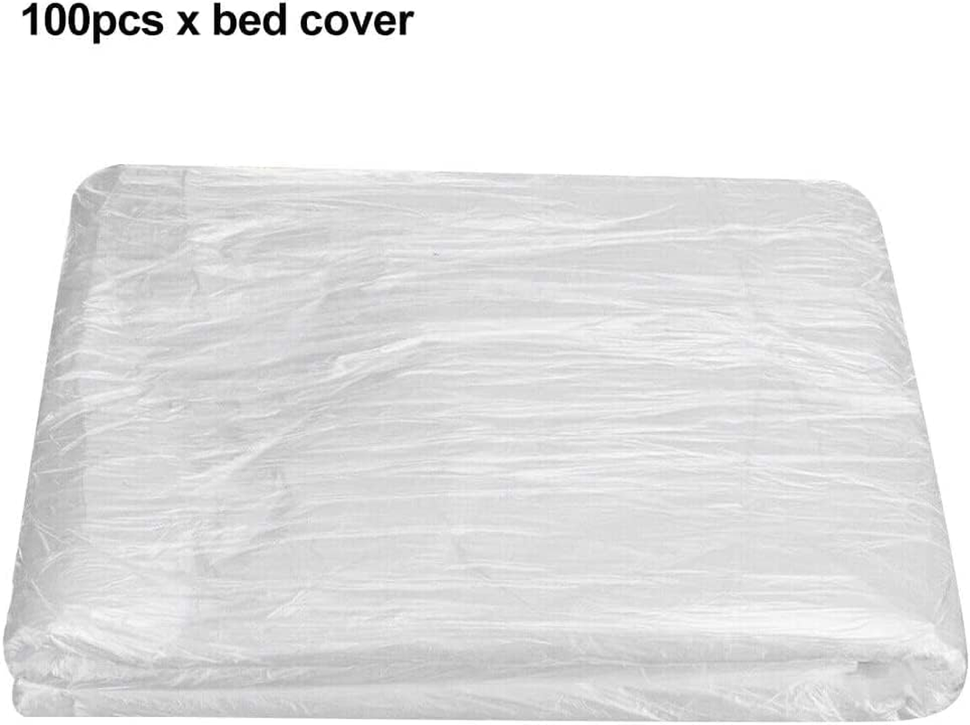 90X180Cm Disposable Massage Bed Cover, 100Pcs Disposable Use Bed Cover, Massage Table Sheet, Spa Bed Sheets, Salon Waxing Bed Film, Sofa Furniture Protector Plastic Cover Couch Shelter