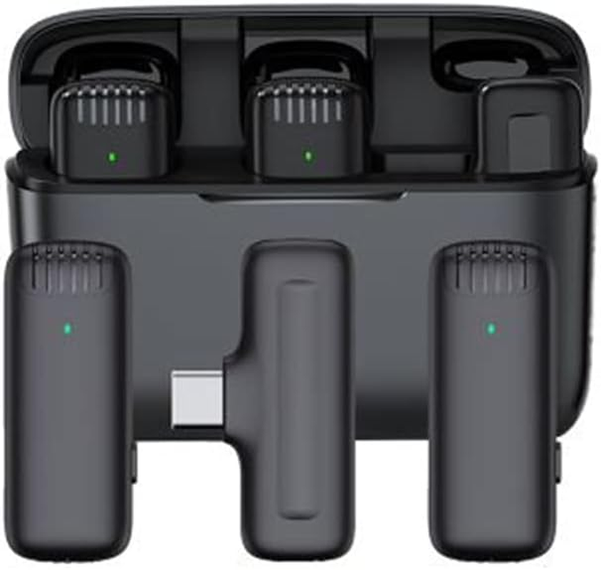 Wireless Lavalier Microphone Compatible for Android USB C Recording Clip on Lapel Lav Mic Charging Case Box Plug & Play Phone Tiktok Youtube Facebook Live Stream Vlog,2 Microphones image number 6