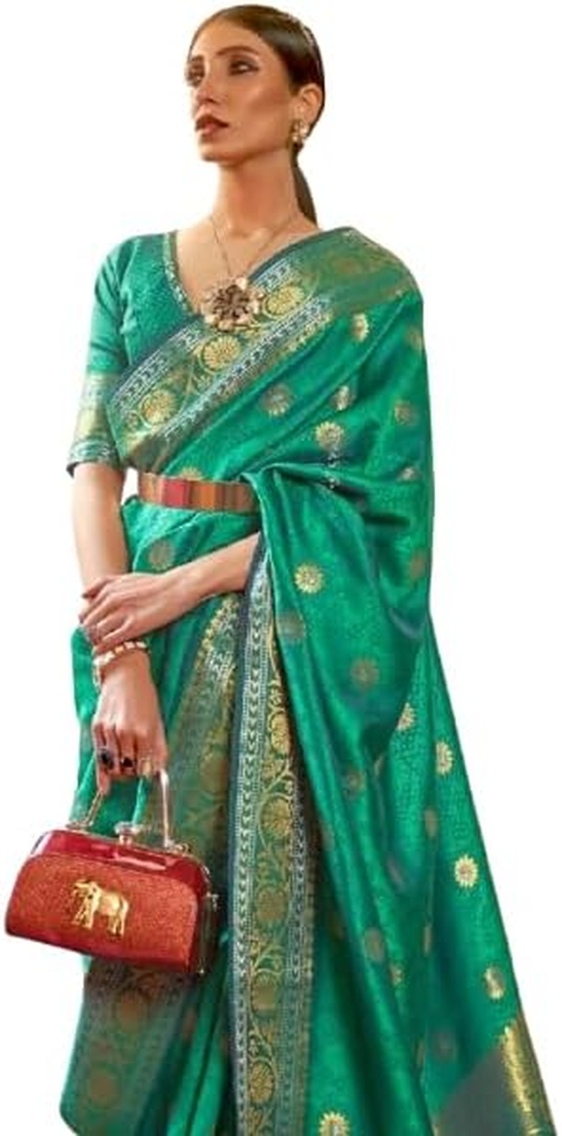 SWORNOF Womens Kanjivaram Soft Silk Saree Patola Saree with Blouse Piece image number 3
