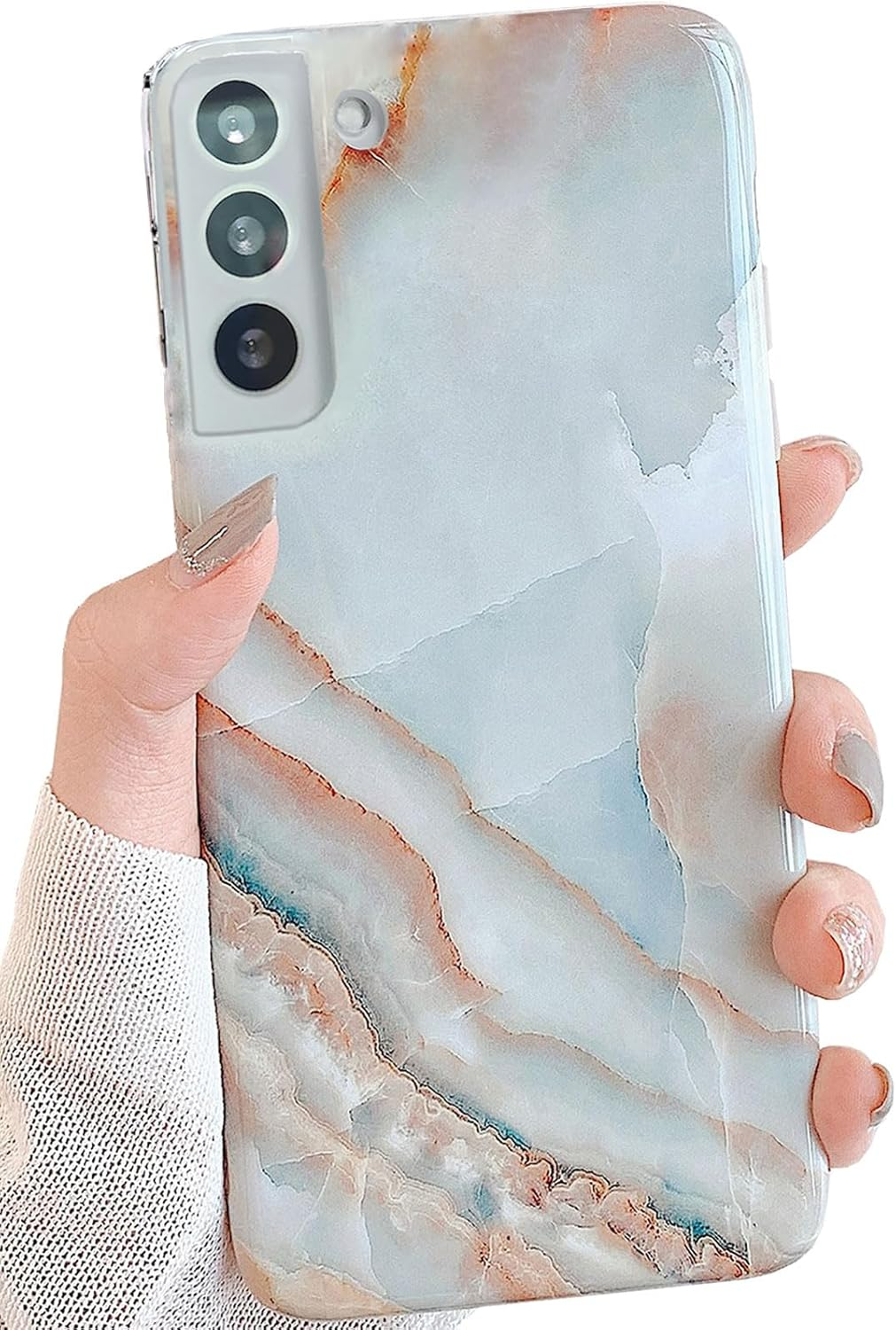 J.West Galaxy S22 Case 5G 6.1-Inch, Luxury Sparkle Glitter Translucent Clear Colorful Opal Pearly Thinfoil Design Shiny Print Soft Silicone Cover for Women Girls Slim TPU Protective Phone Case