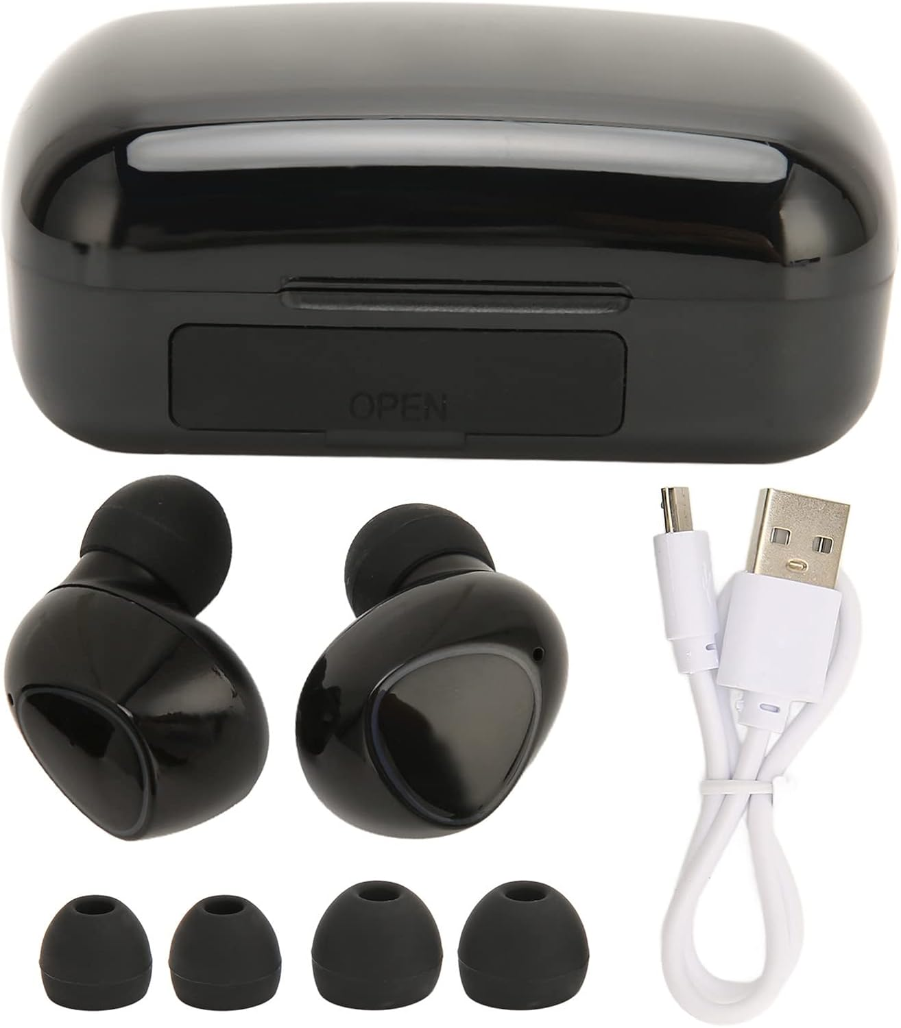 Lazmin112 Wireless Earbuds, BT V5.1 Stereo Bass Headphones with Noise Cancellation, IPX7, Waterproof, Long Battery Life, In-Ear Headphones with Charging Case for Sports Riding Home image number 3