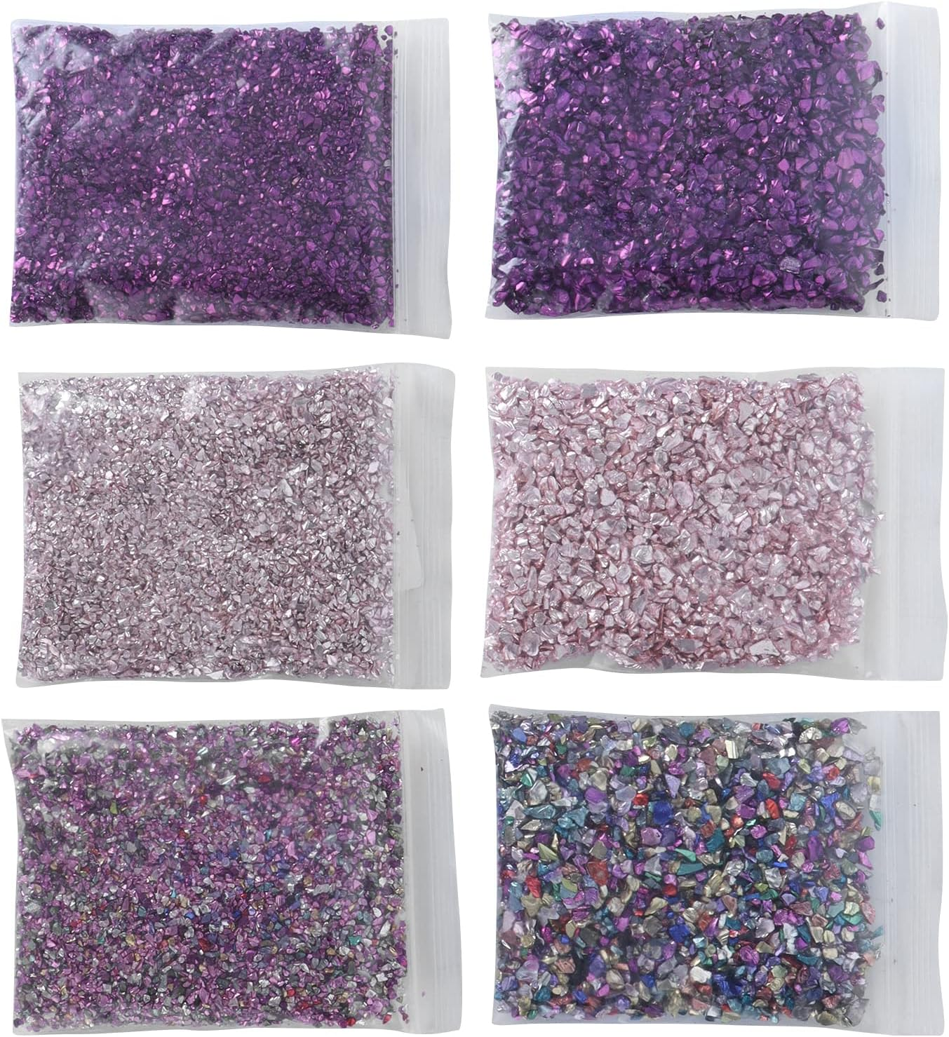 DIY Shining Crushed Glass Filler Glitter for Resin Craft Decoration for Family - Mix/Pink/Purple, Large/Small Bag image number 4
